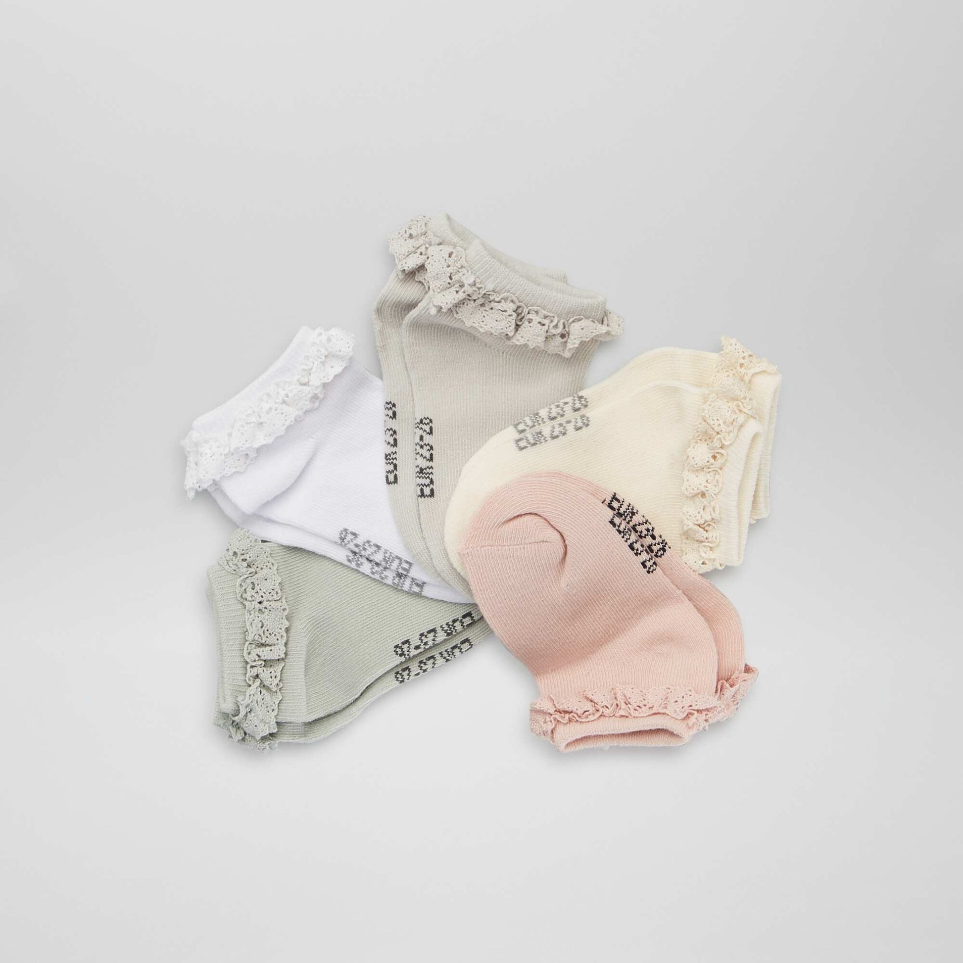 Pack of 5 pairs of ankle socks PINK