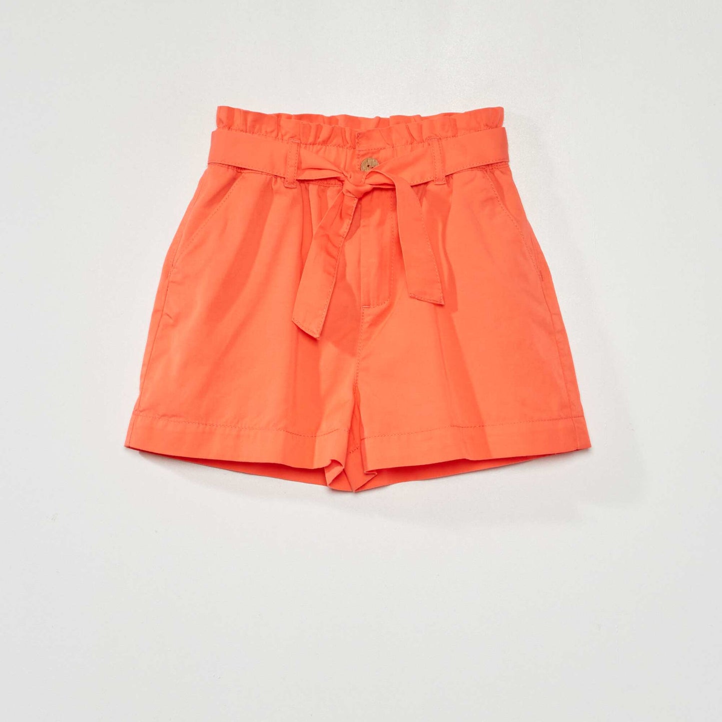 Tencel paperbag shorts with belt RED