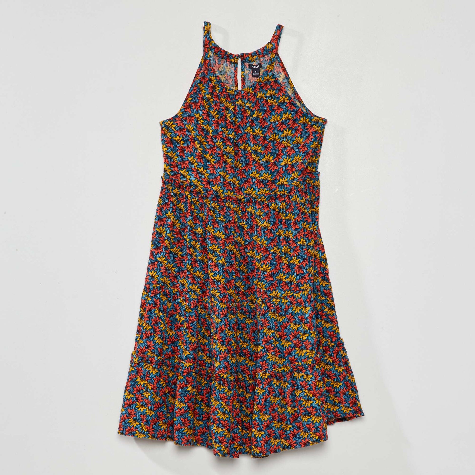 Tiered wax print dress ORANGE