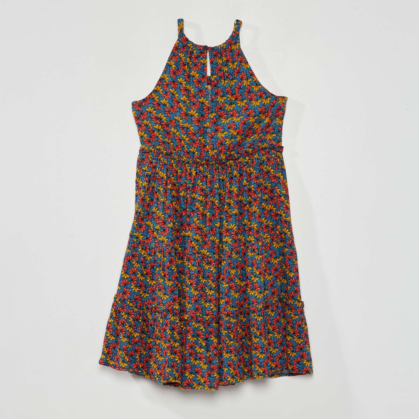 Tiered wax print dress ORANGE
