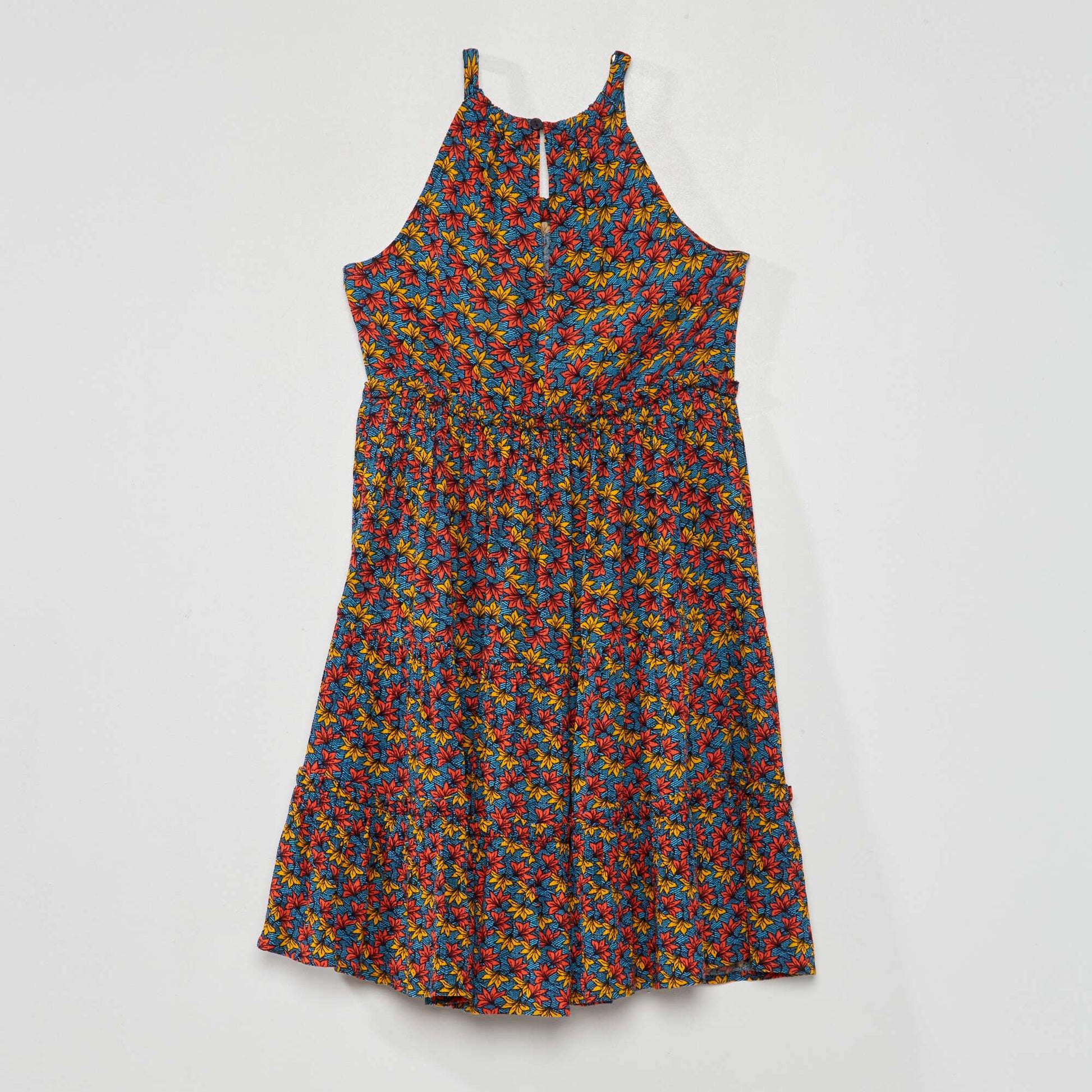 Tiered wax print dress ORANGE