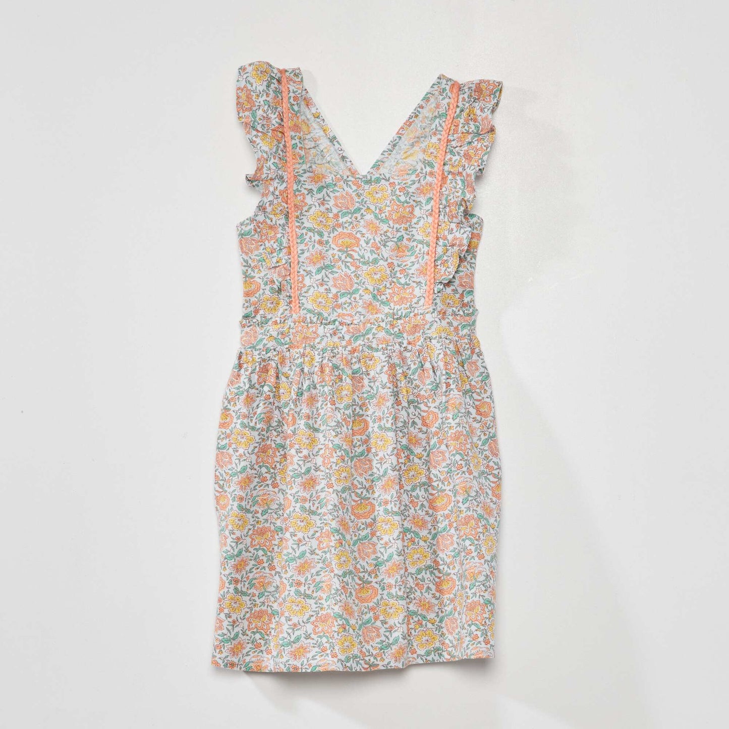 Printed pinafore dress BLUE
