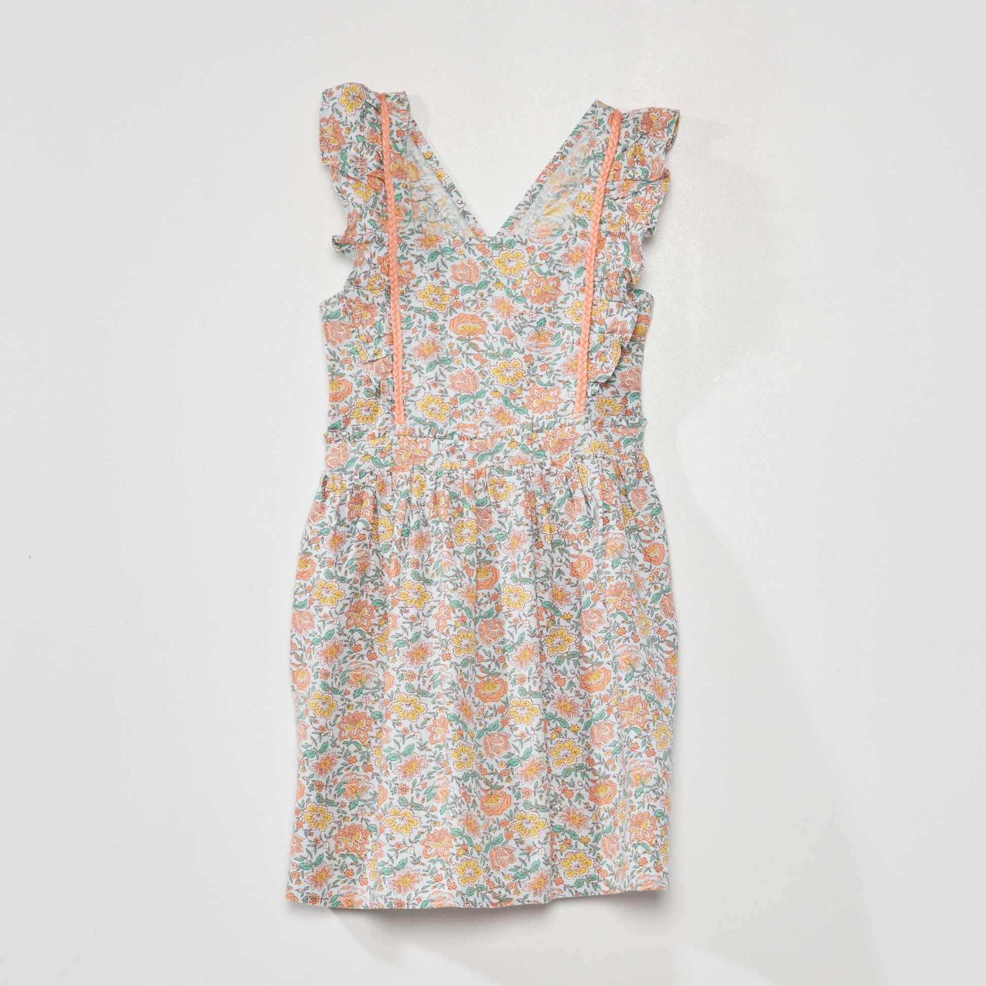 Printed pinafore dress BLUE
