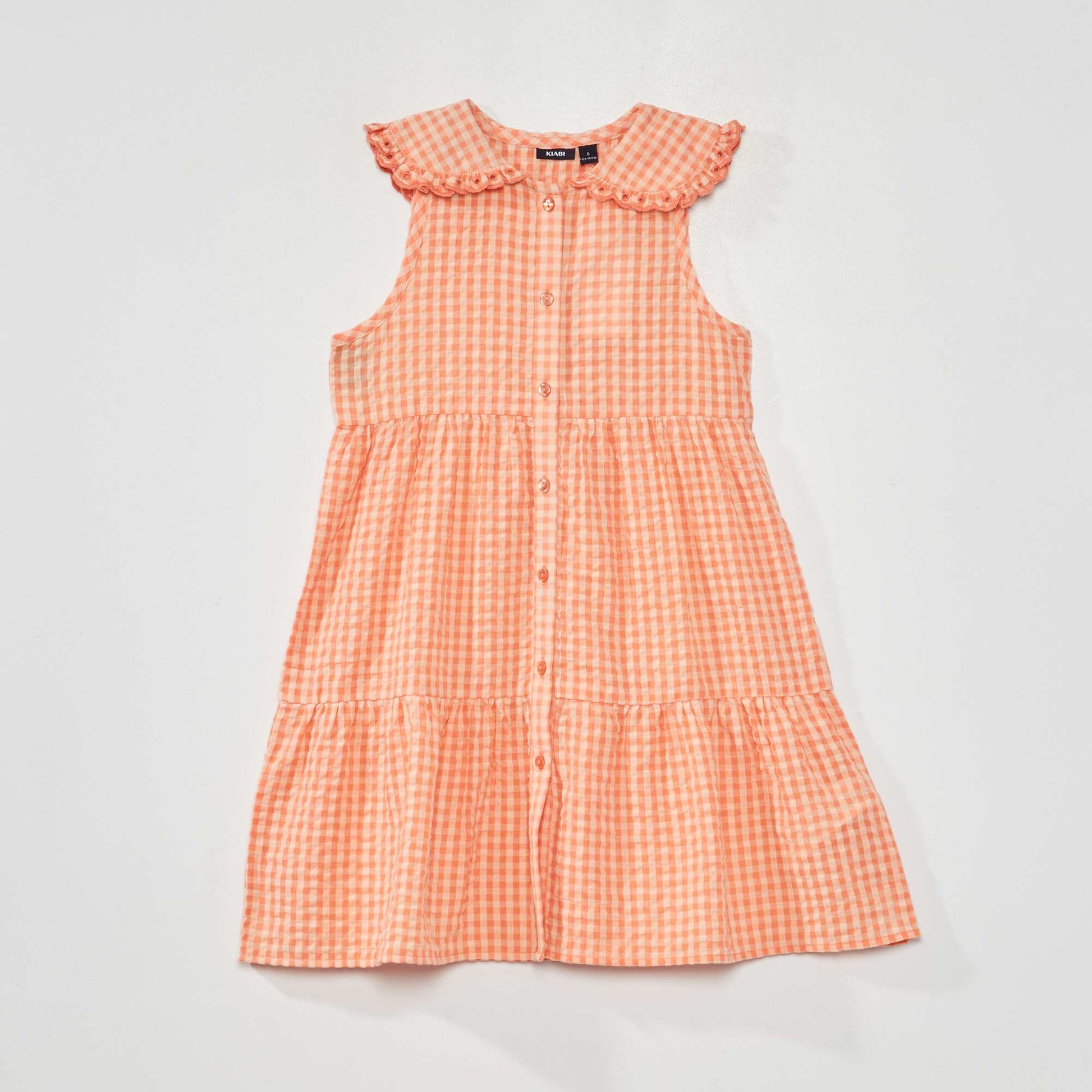 Gingham seersucker dress PINK