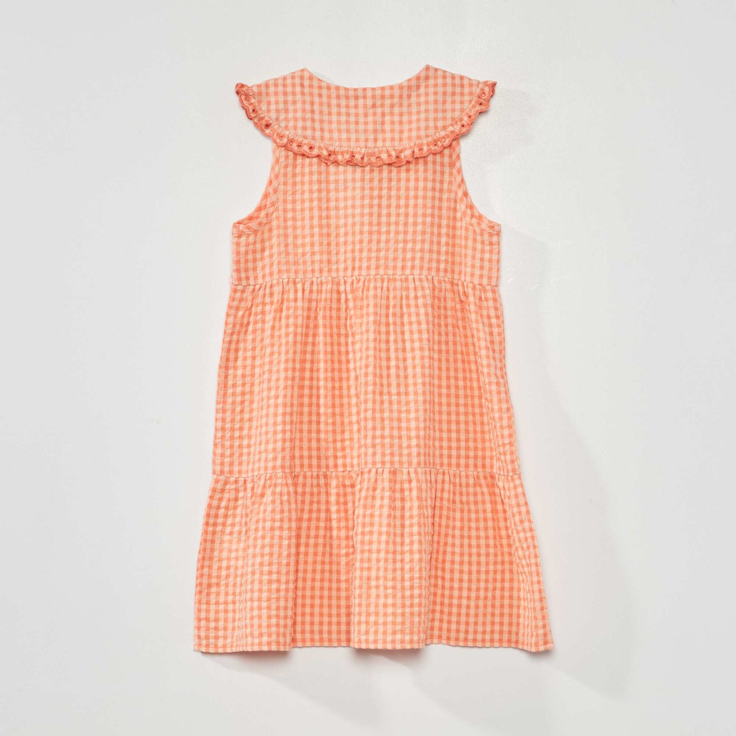 Gingham seersucker dress PINK