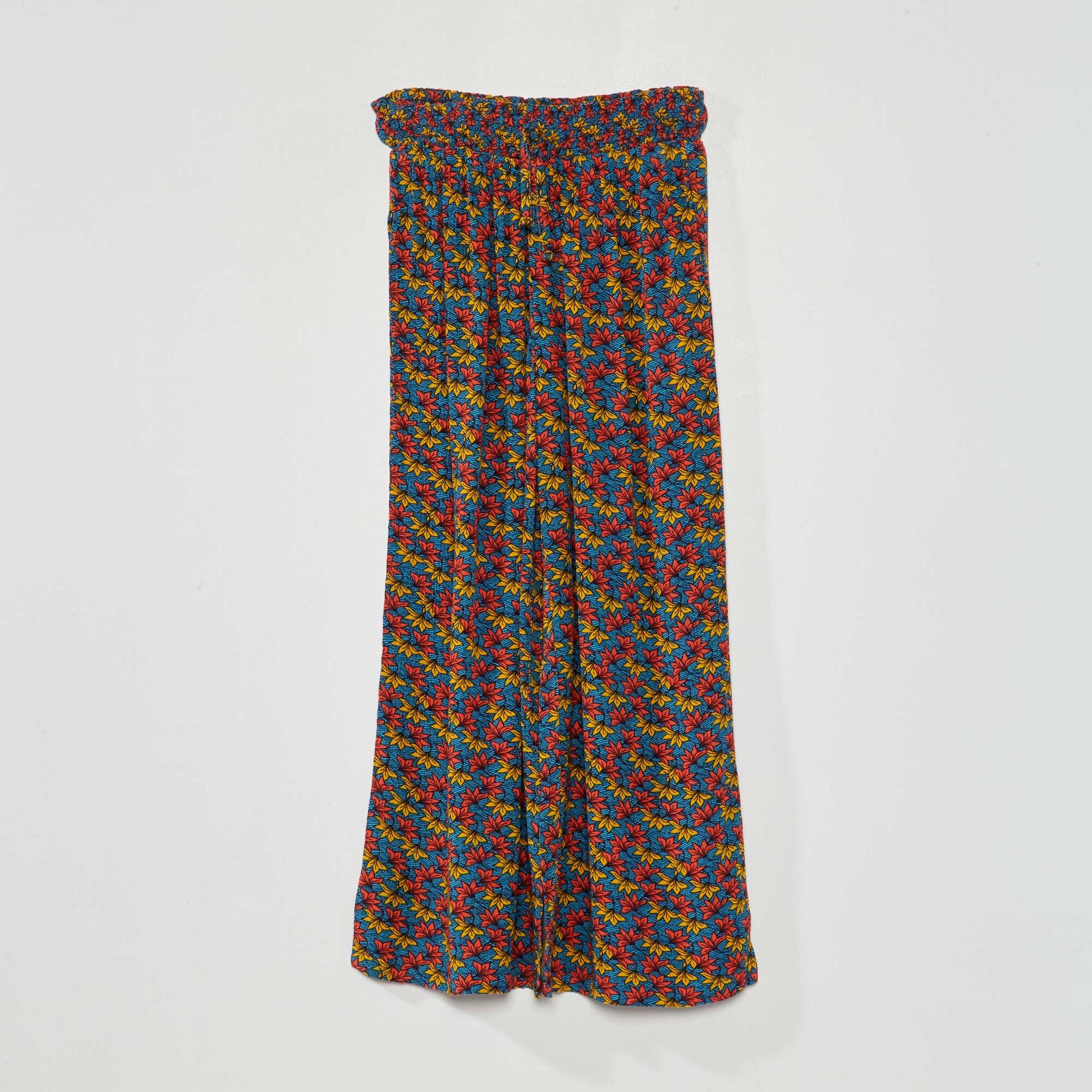Flowing wax print crepe knit trousers ORANGE
