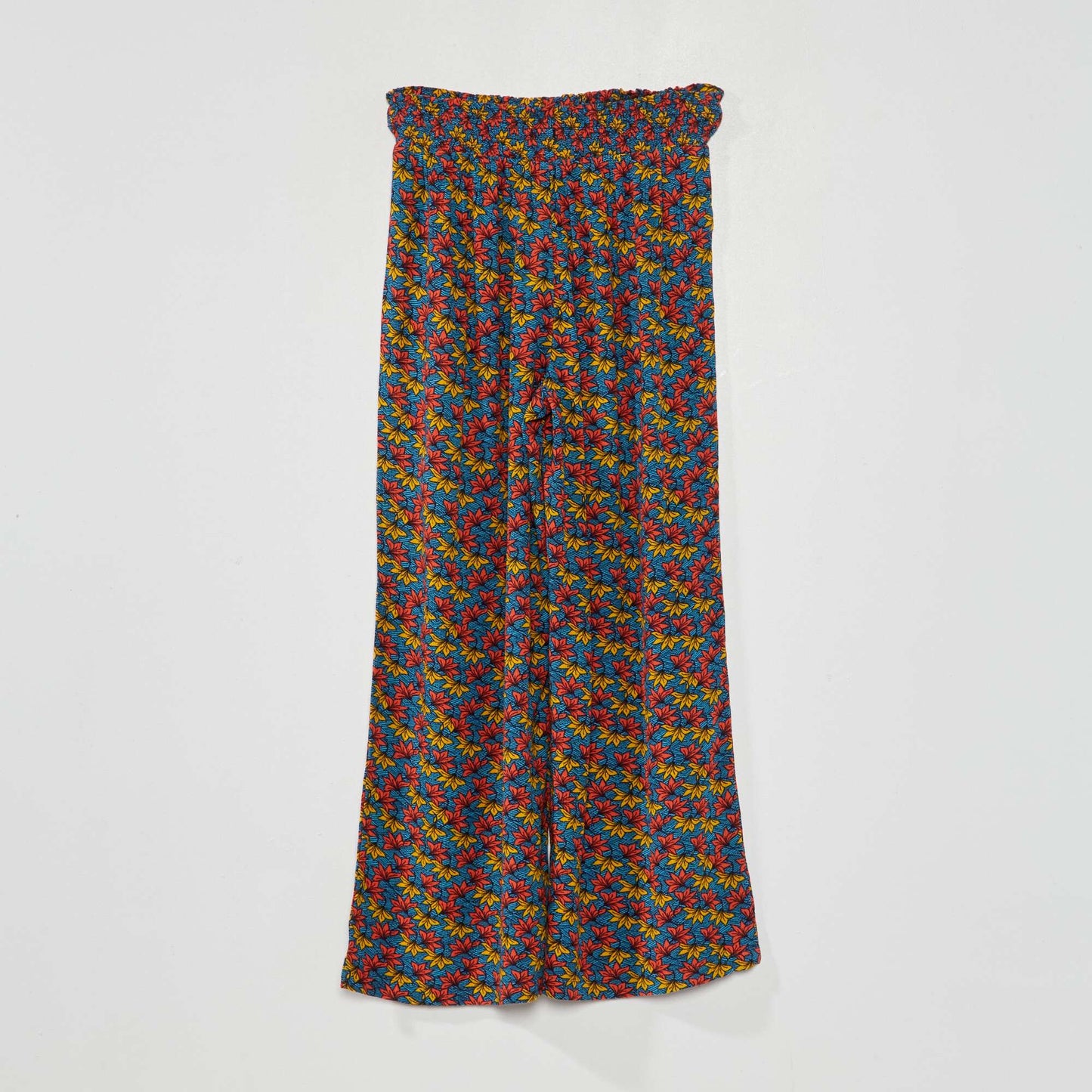 Flowing wax print crepe knit trousers ORANGE
