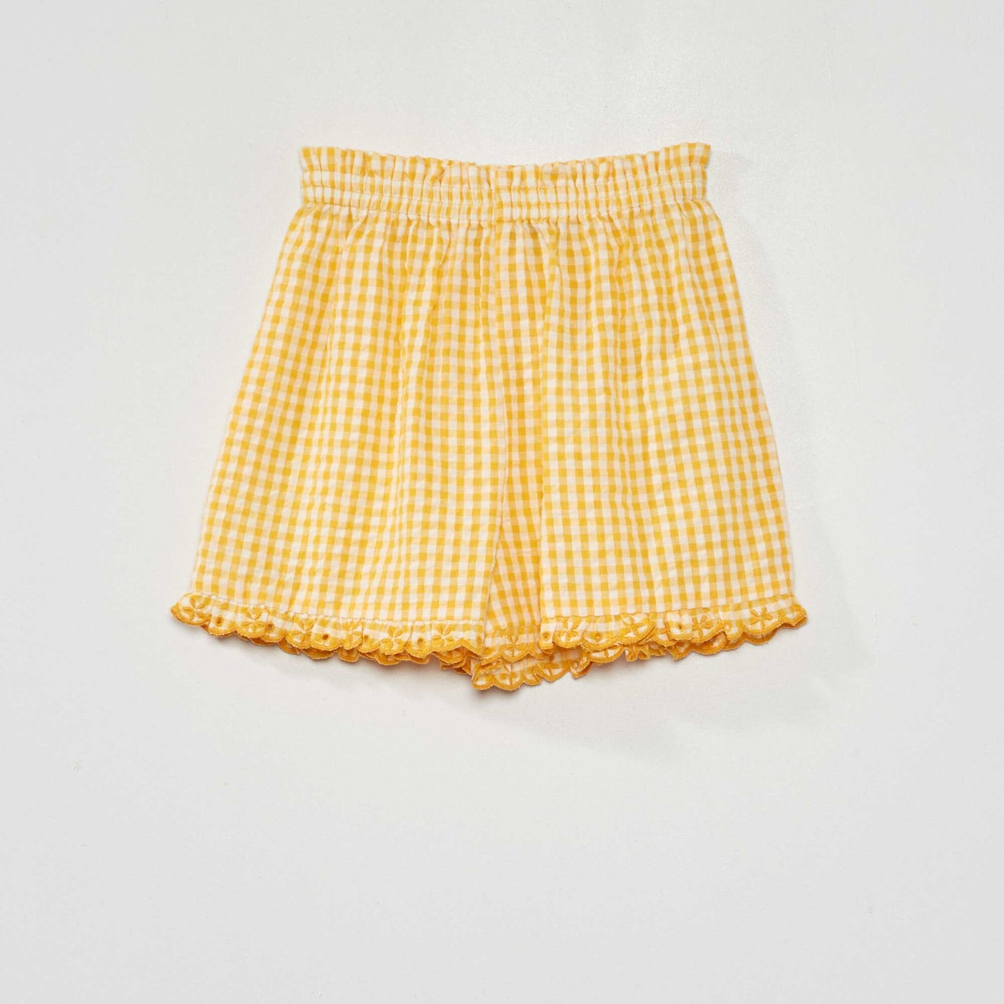 Gingham shorts with scalloped edging YELLOW