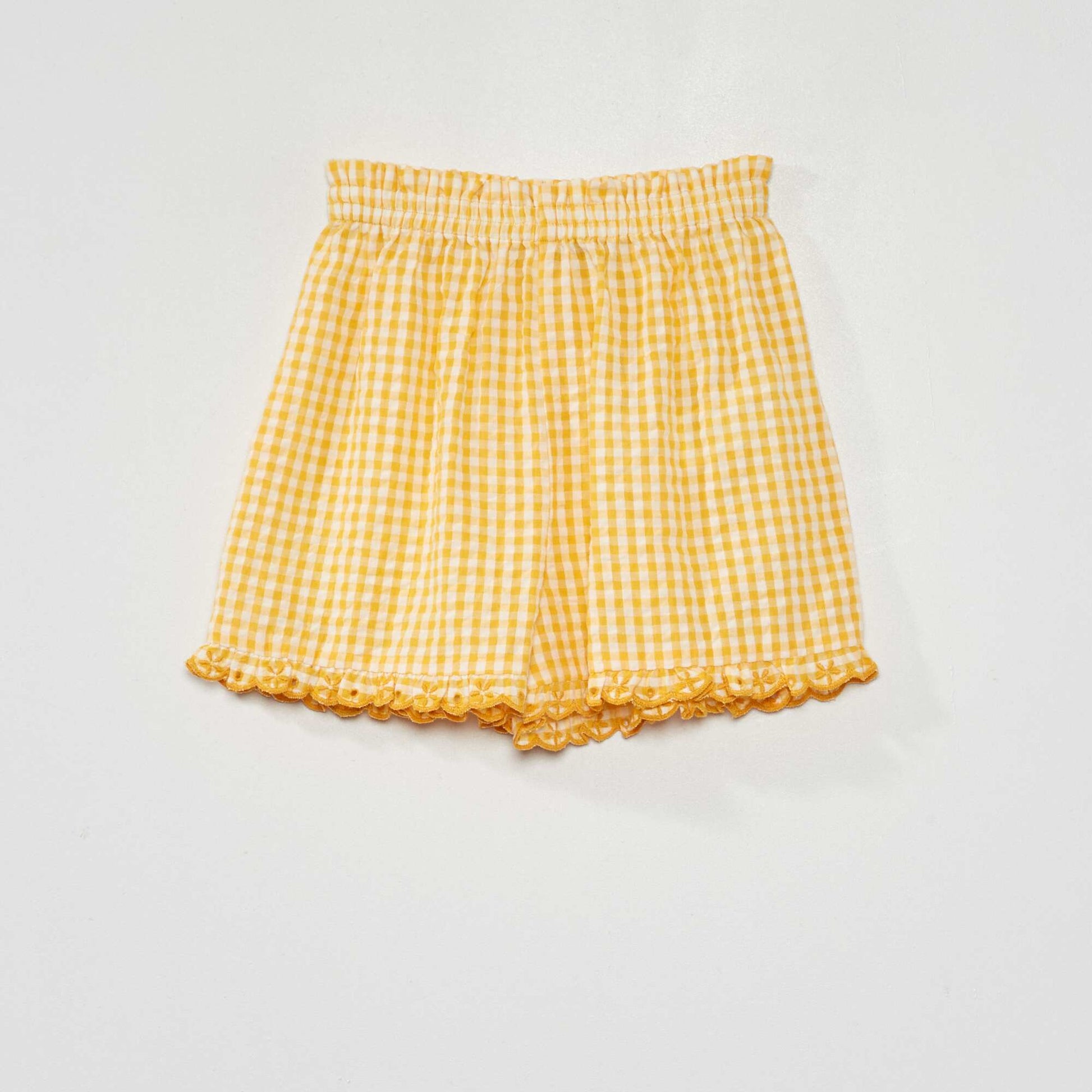 Gingham shorts with scalloped edging YELLOW