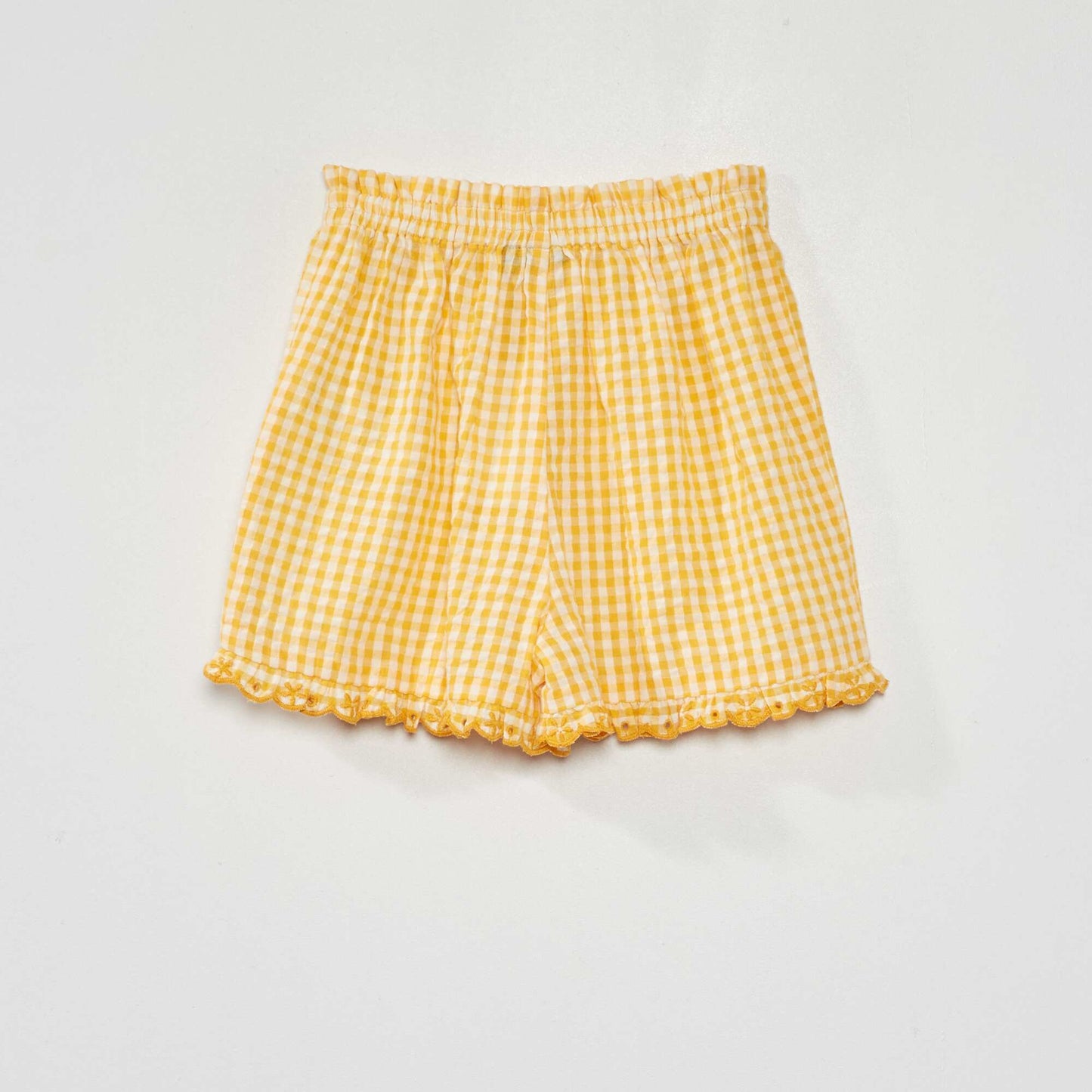 Gingham shorts with scalloped edging YELLOW