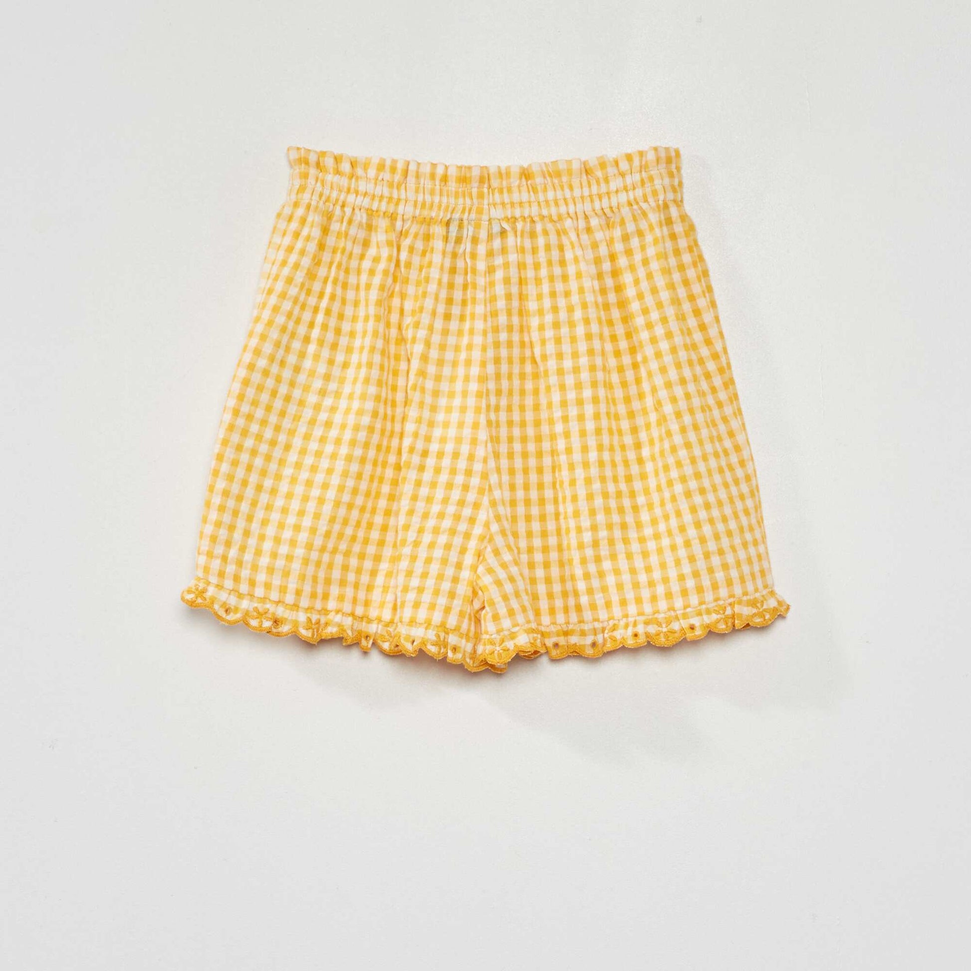 Gingham shorts with scalloped edging YELLOW