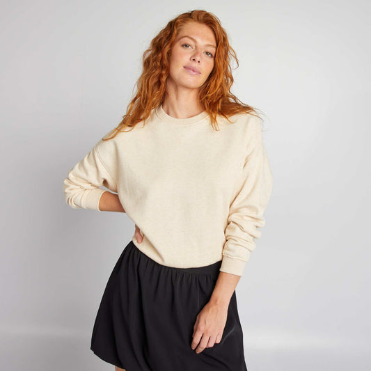 Plain sweatshirt fabric sweater WHITE