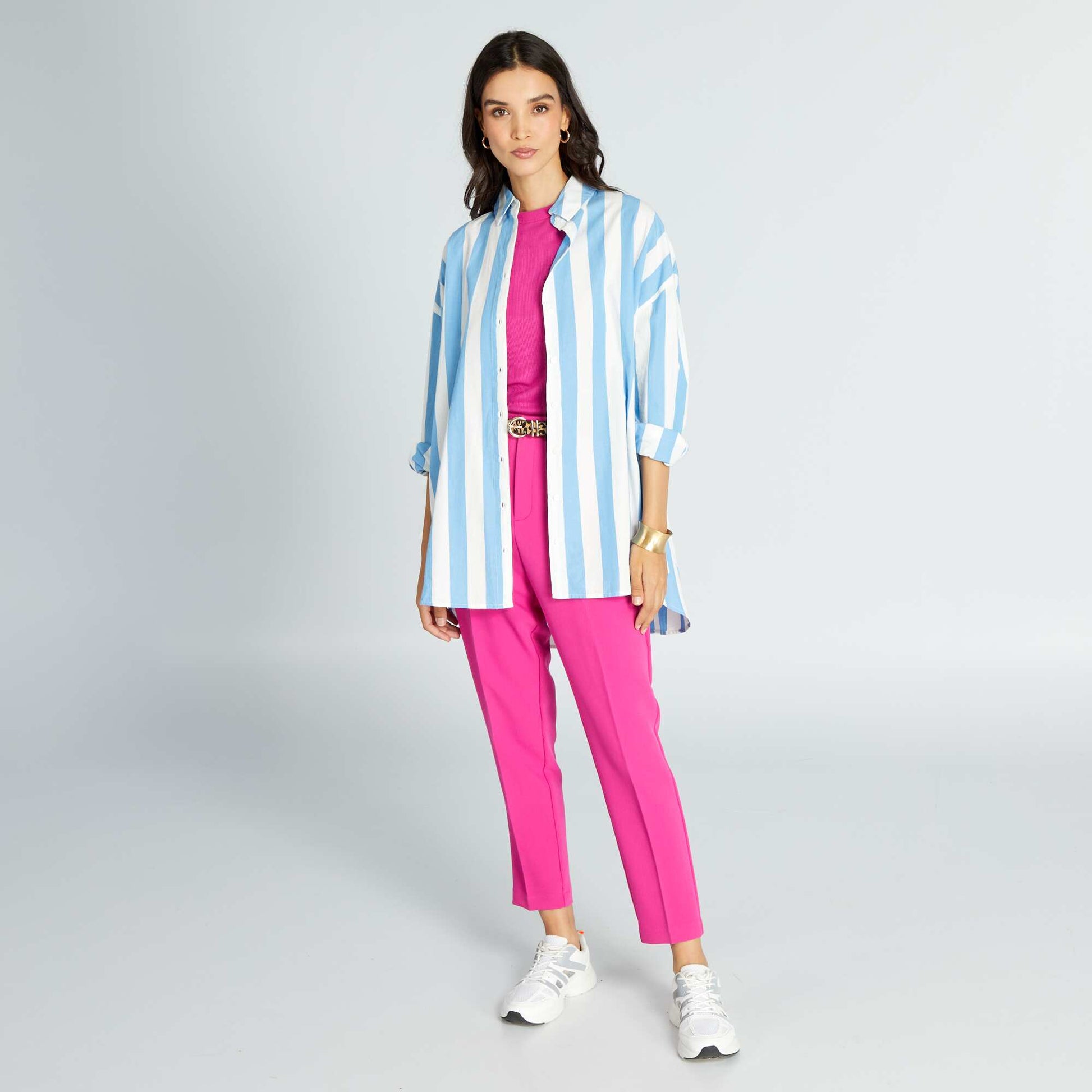 Ribbed knit T-shirt PINK