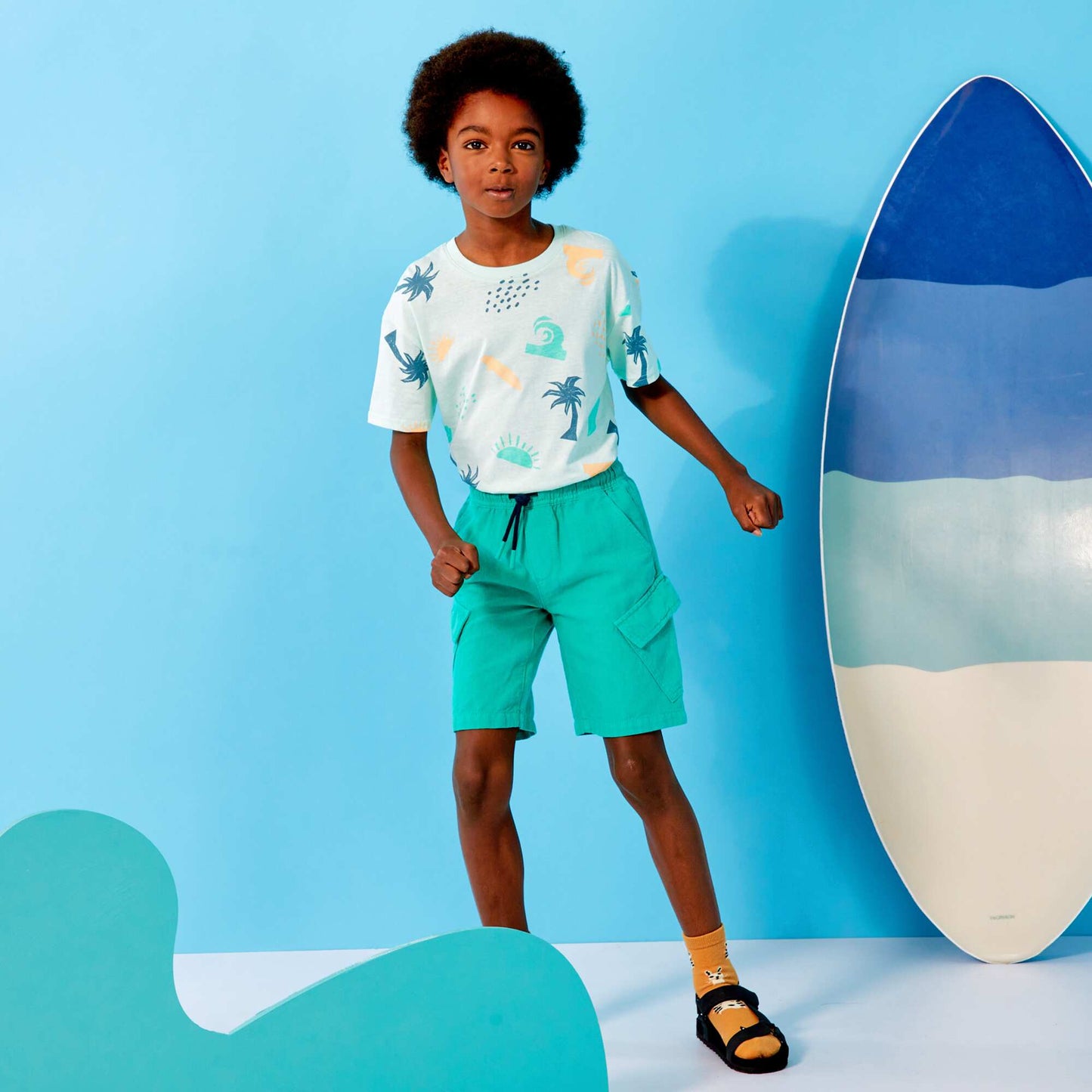 Cotton and linen cargo Bermuda shorts GREEN