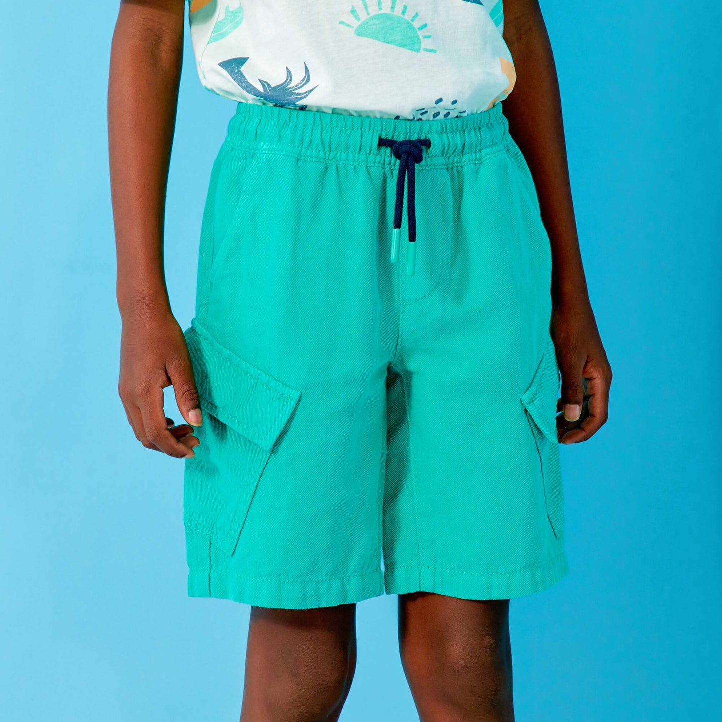 Cotton and linen cargo Bermuda shorts GREEN