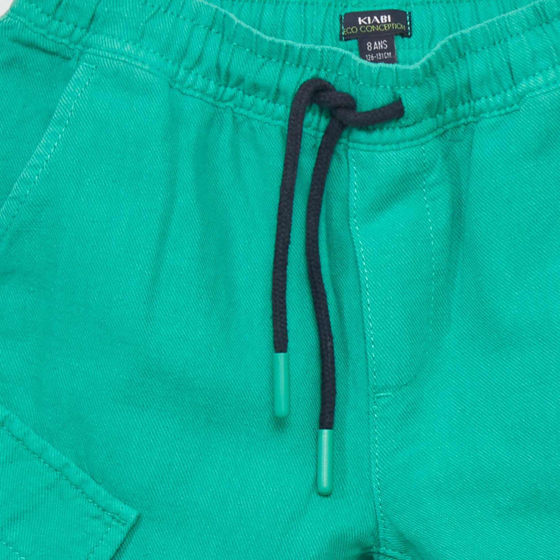 Cotton and linen cargo Bermuda shorts GREEN