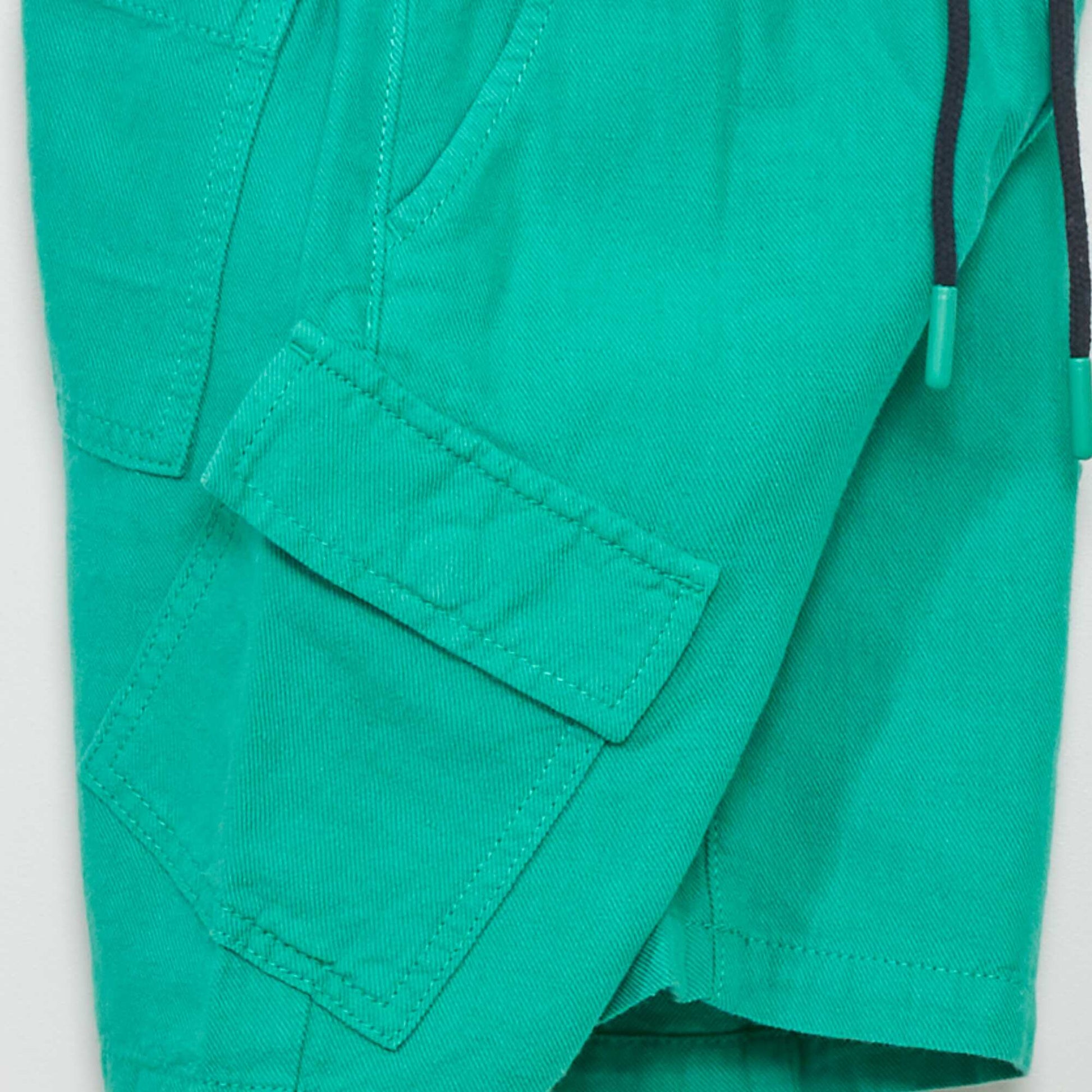 Cotton and linen cargo Bermuda shorts GREEN