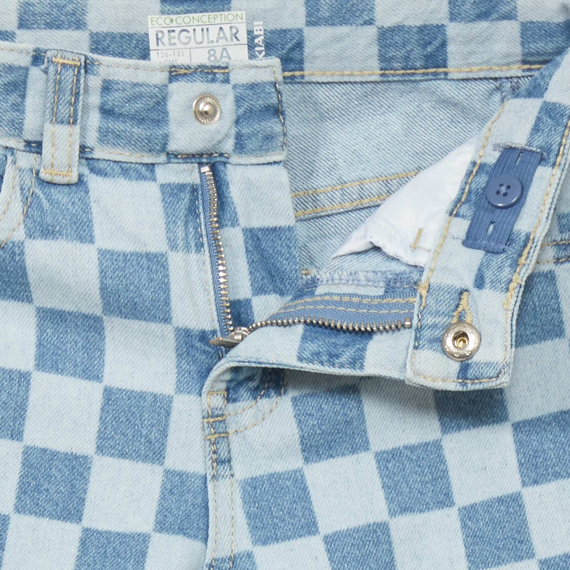 Patterned denim Bermuda shorts BLUE