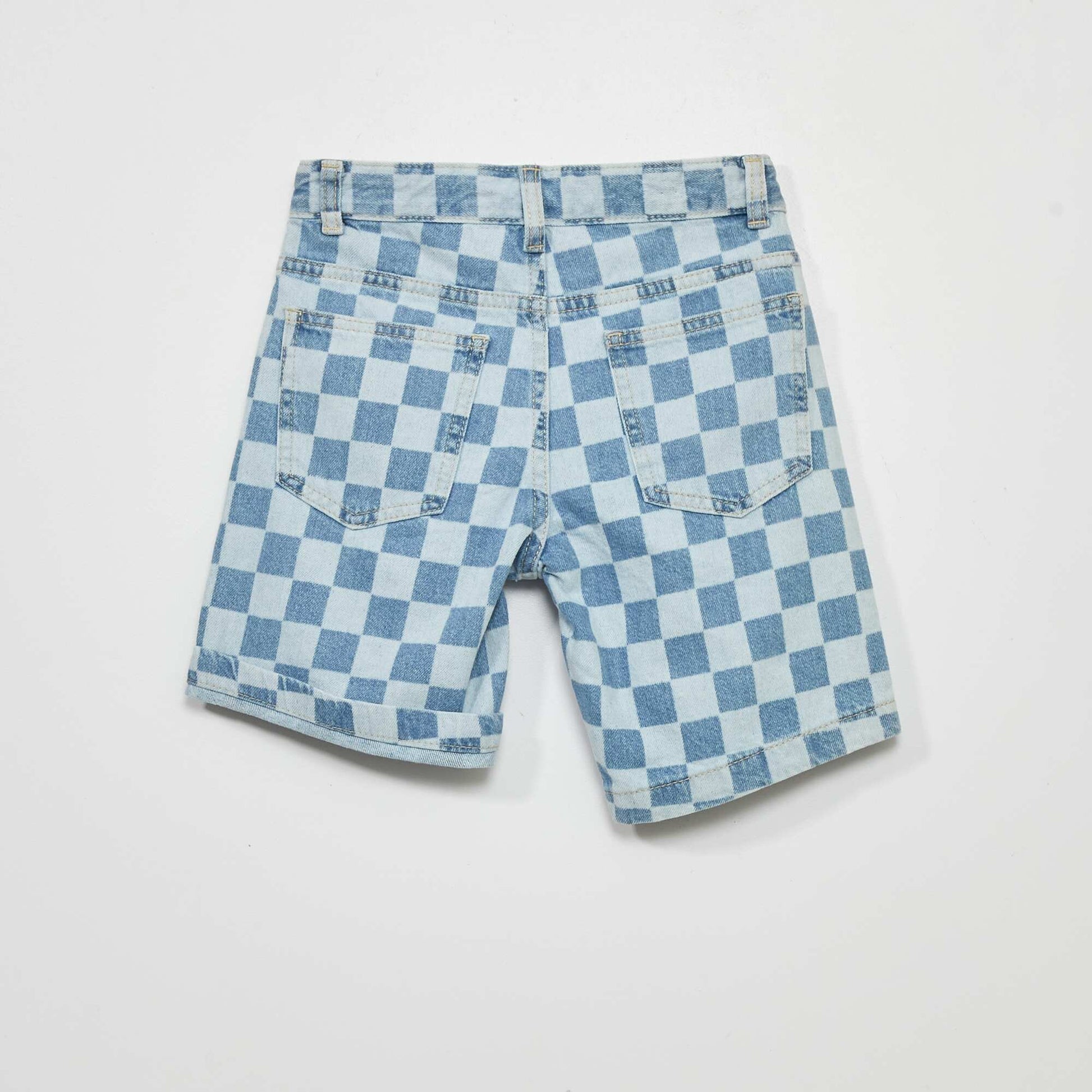 Patterned denim Bermuda shorts BLUE