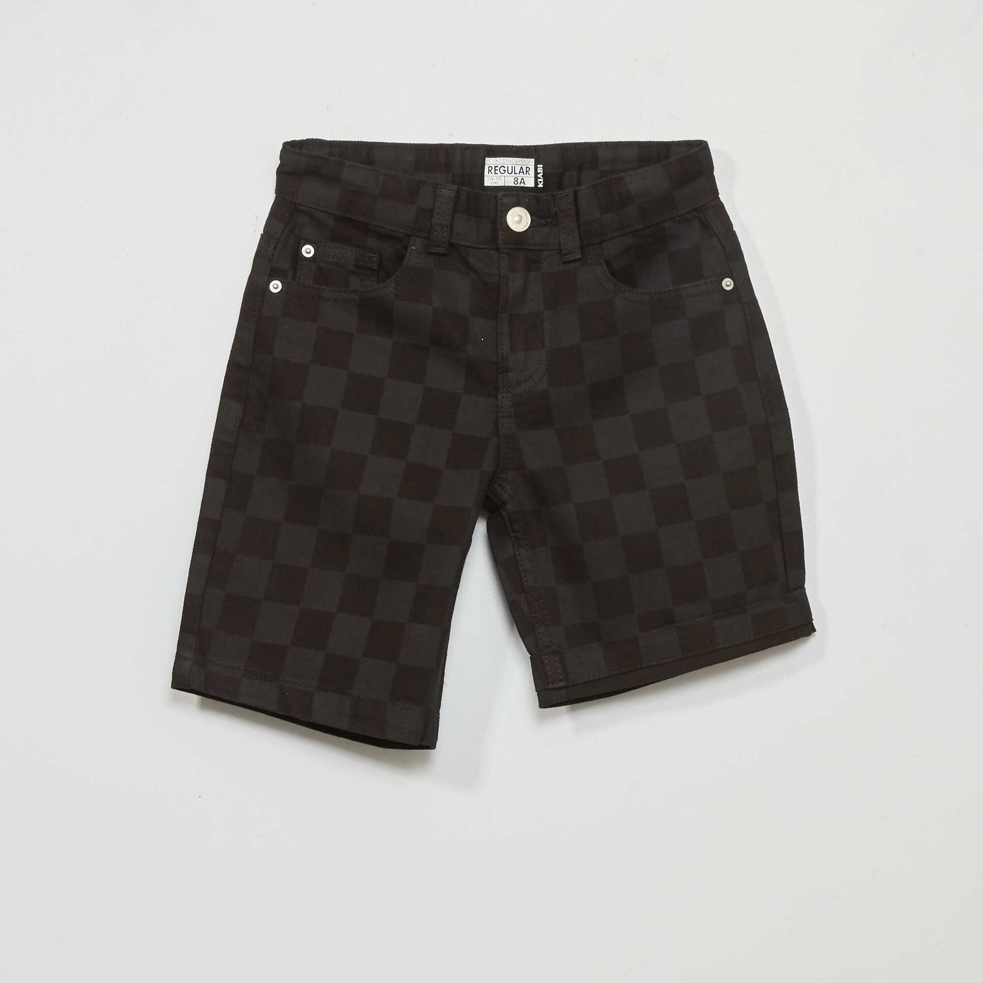 Patterned denim Bermuda shorts GREY
