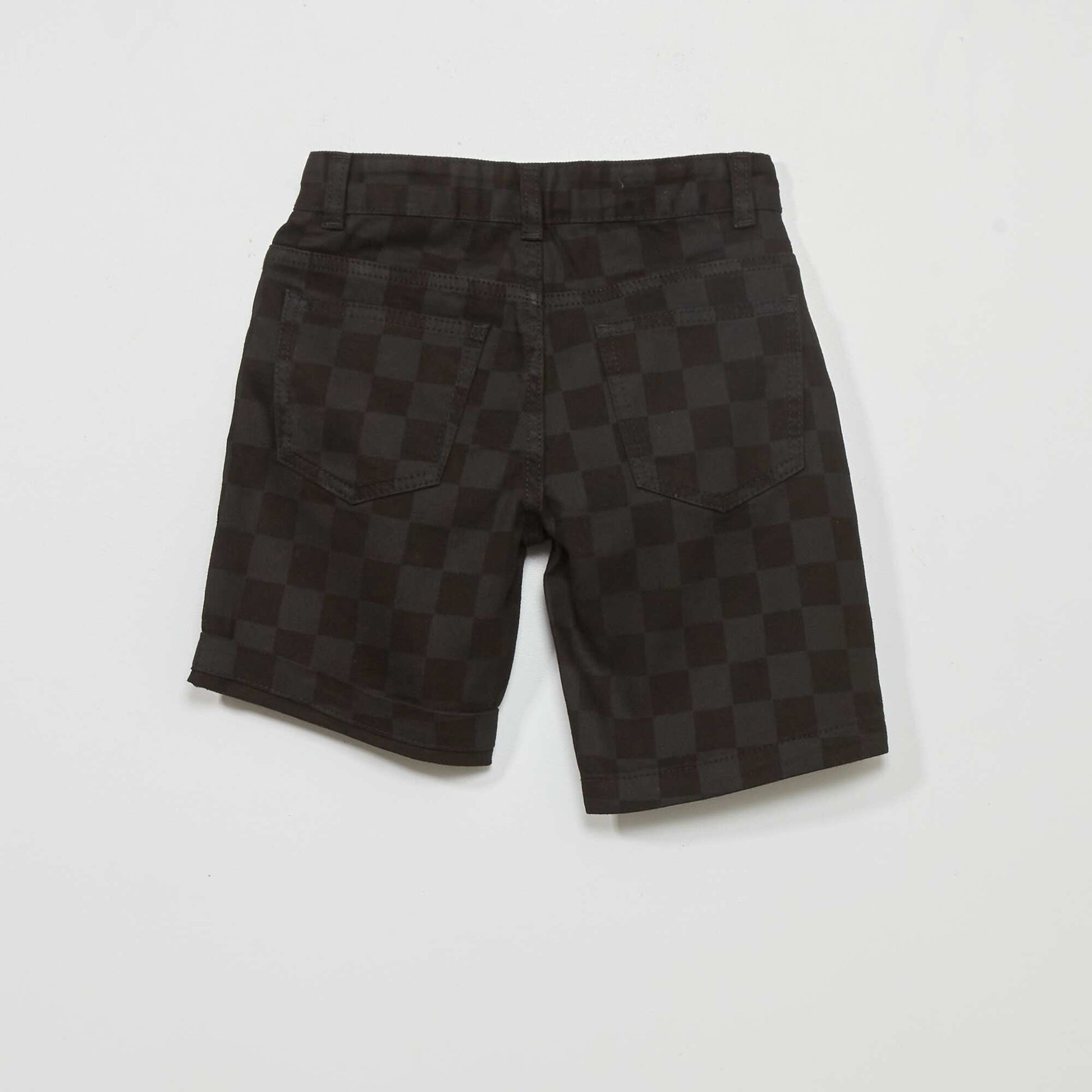 Patterned denim Bermuda shorts GREY