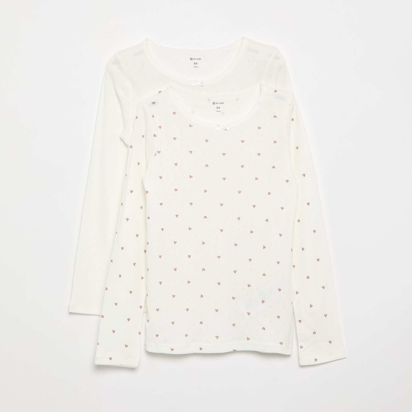 Pointelle knit T-shirts - Pack of 2 BEIGE