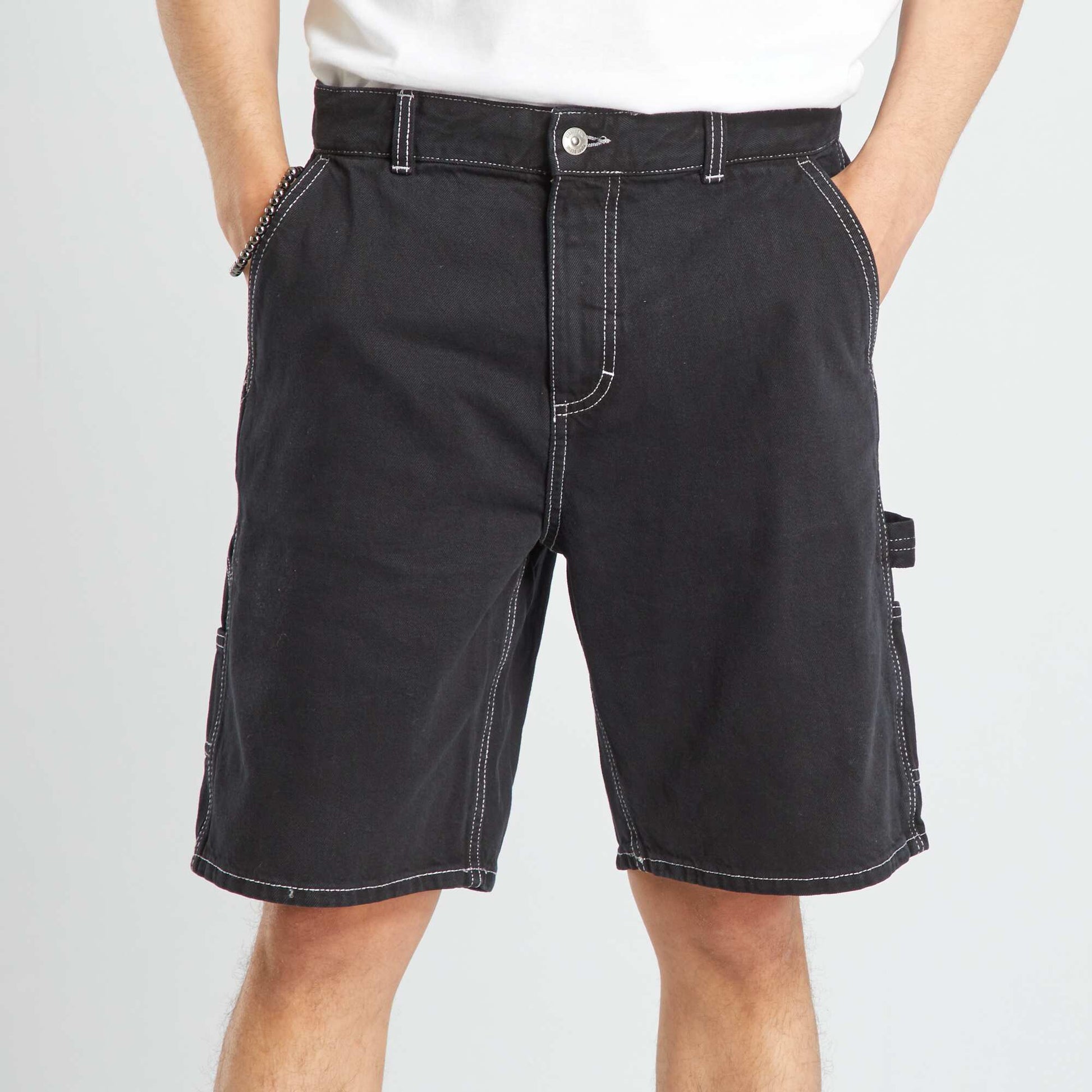 Denim Bermuda shorts BLACK