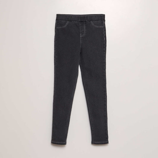 Jeggings with elasticated waist BLACK