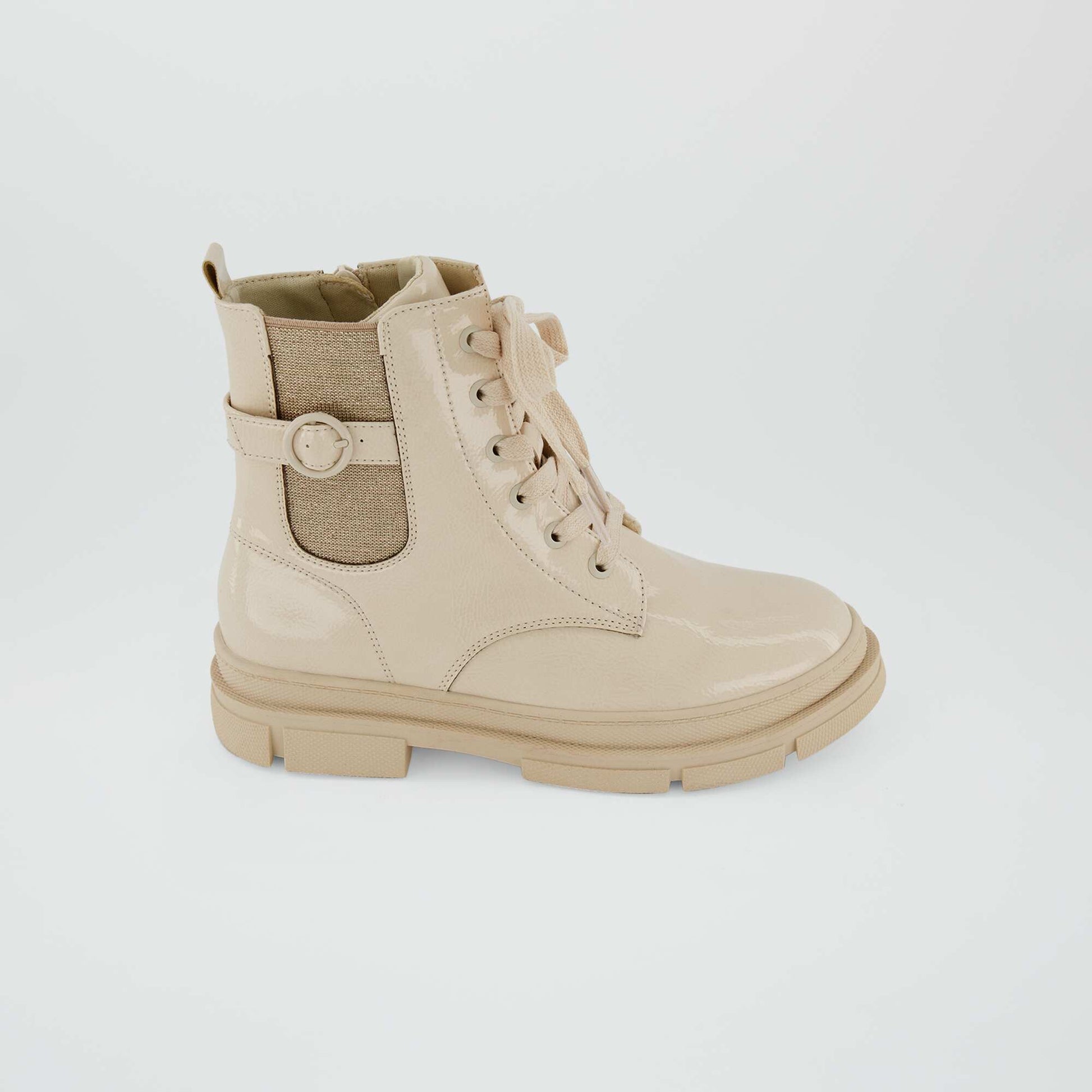 حذاء كاحل برباط ونعل مسنن BEIGE