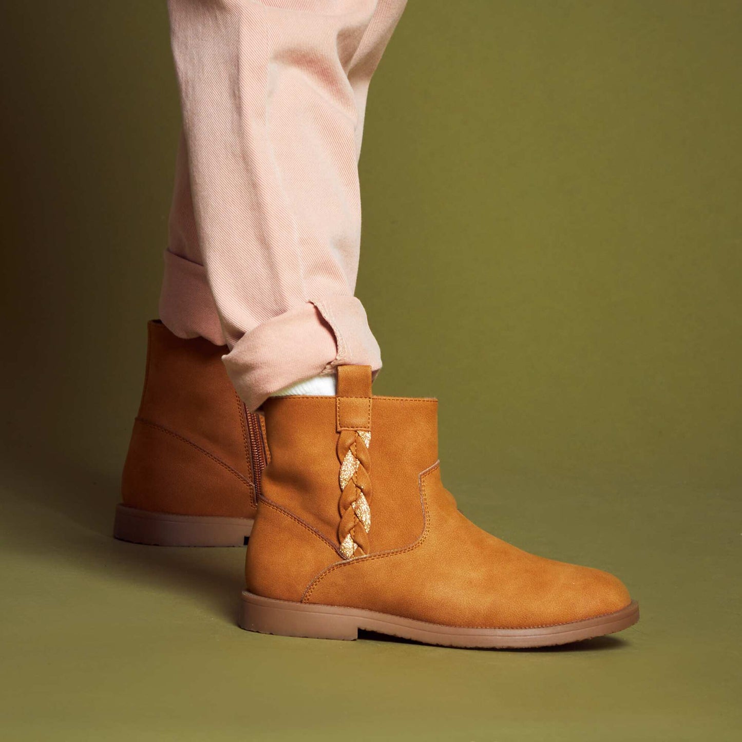 Suedette ankle boots BROWN