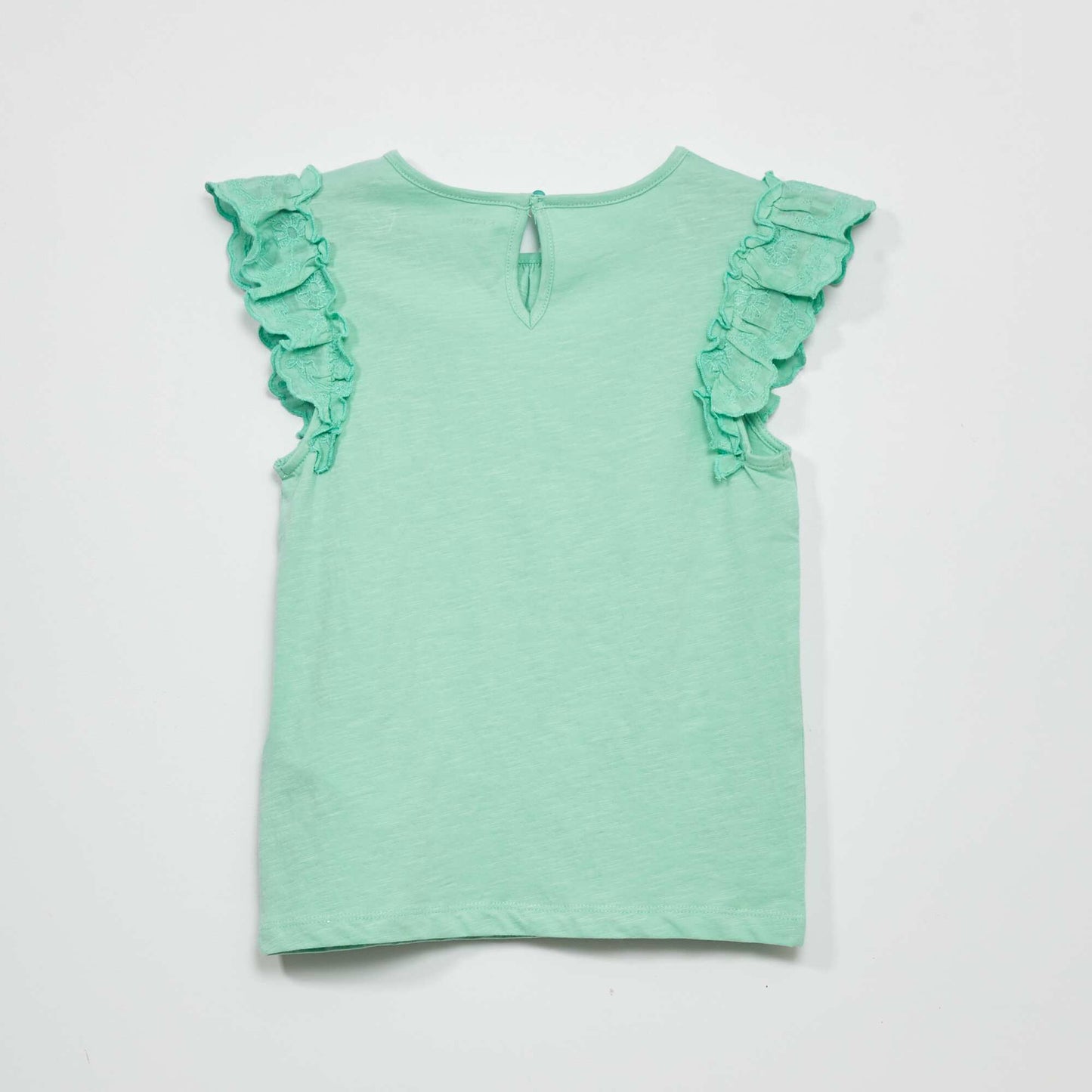 Jersey T-shirt with ruffled sleeves GREEN
