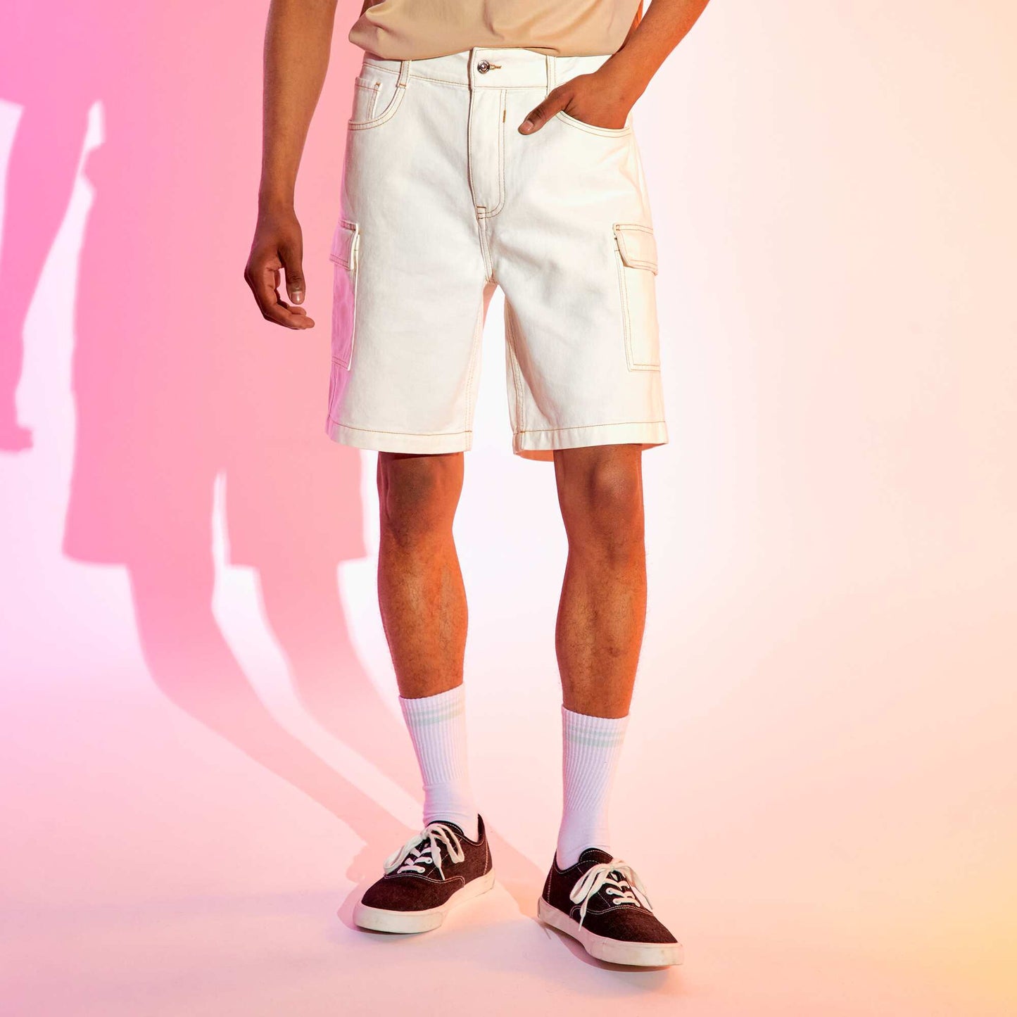 Denim Bermuda shorts BEIGE