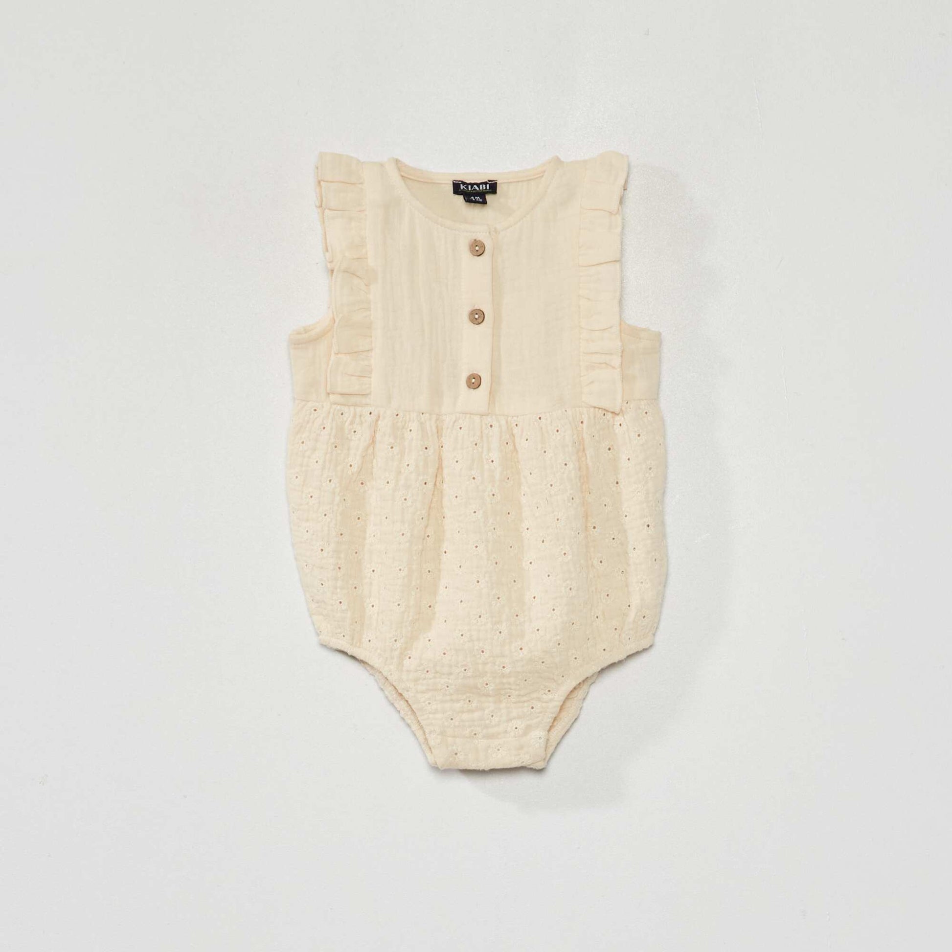 Short cotton gauze romper WHITE