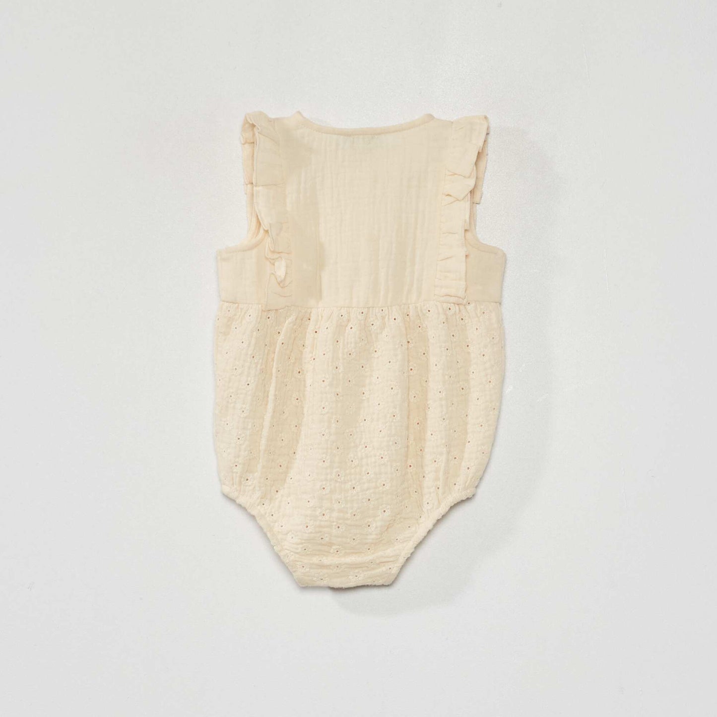 Short cotton gauze romper WHITE