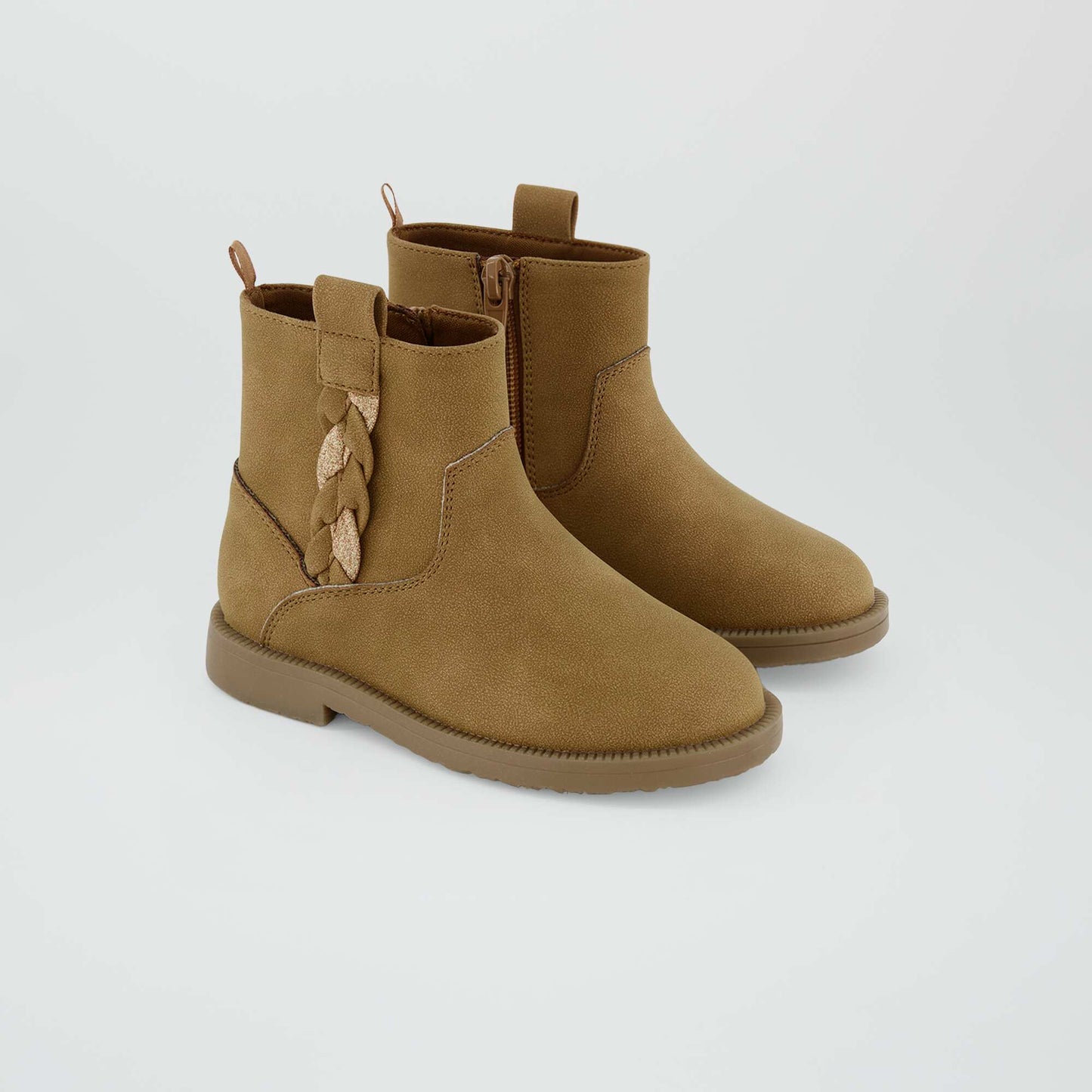 Faux suede mid-calf boots BROWN
