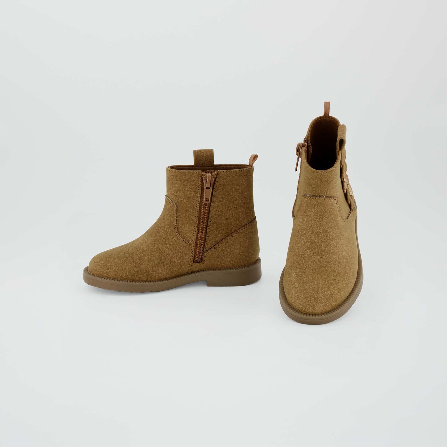Faux suede mid-calf boots BROWN