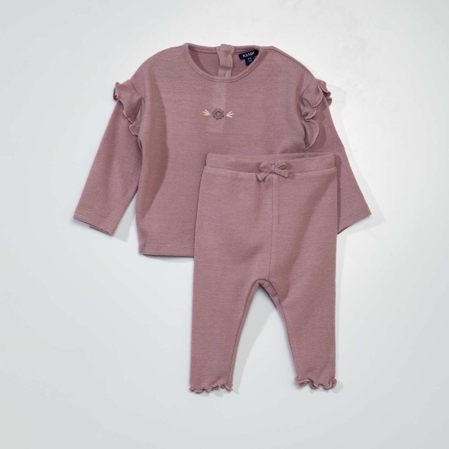 Soft knit leggings and sweater - 2-piece set PINK EMBROIDERY