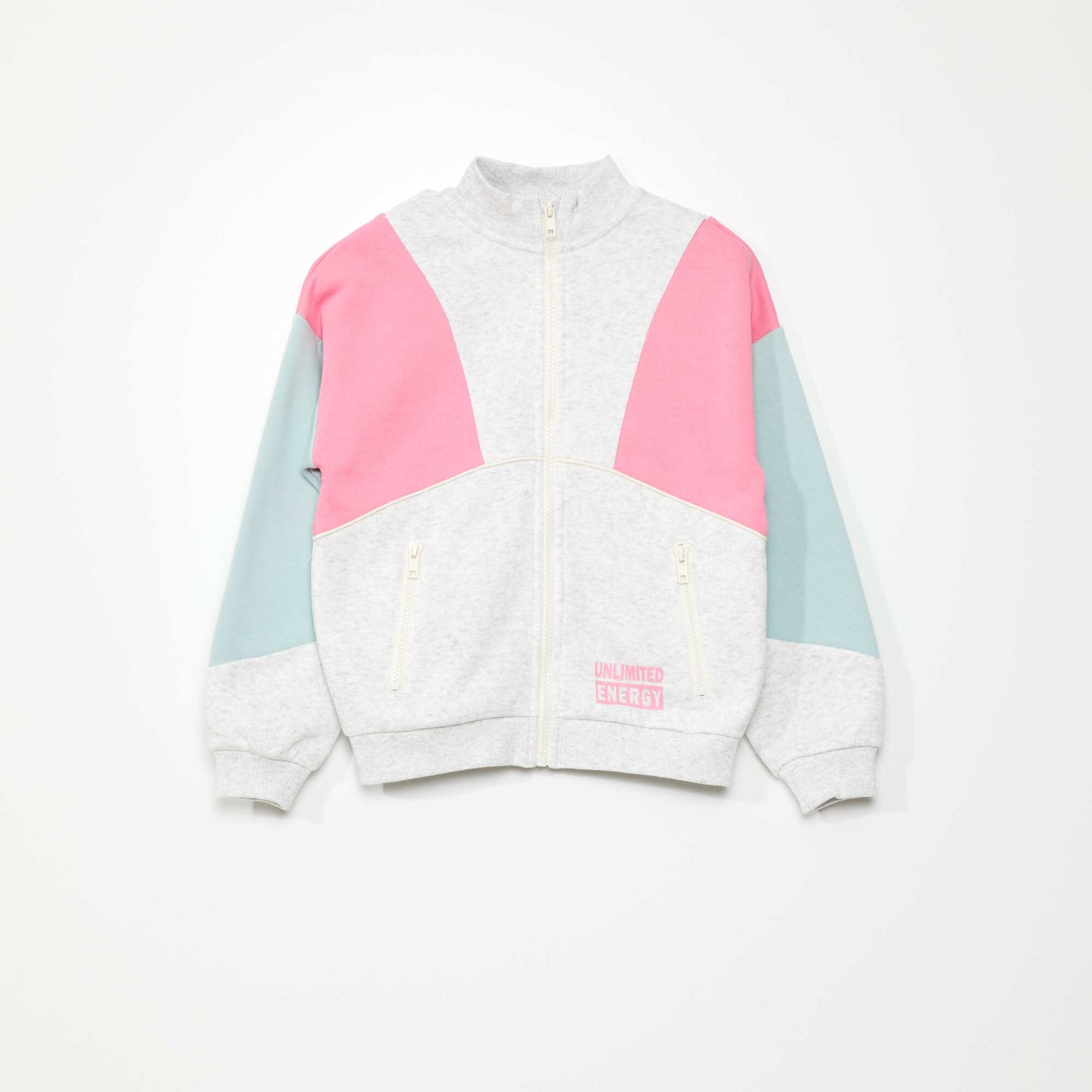 Colourblock zip-up sweatshirt WHITE