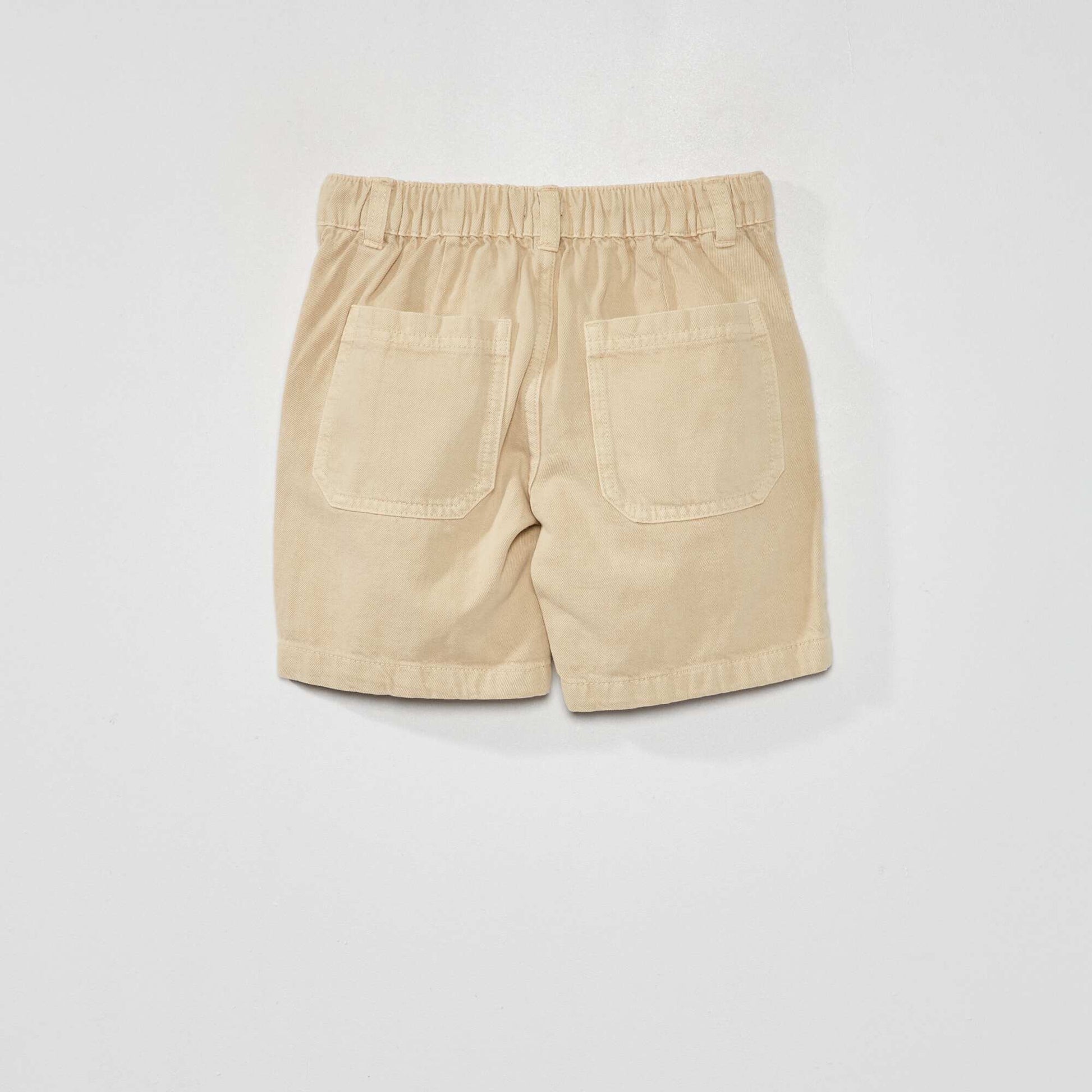 Denim Bermuda shorts with elasticated waist BEIGE