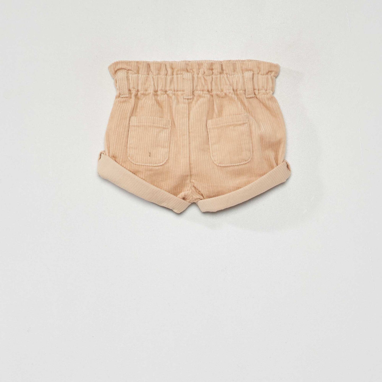 شورت قصير من القماش القطني المضلع BEIGE
