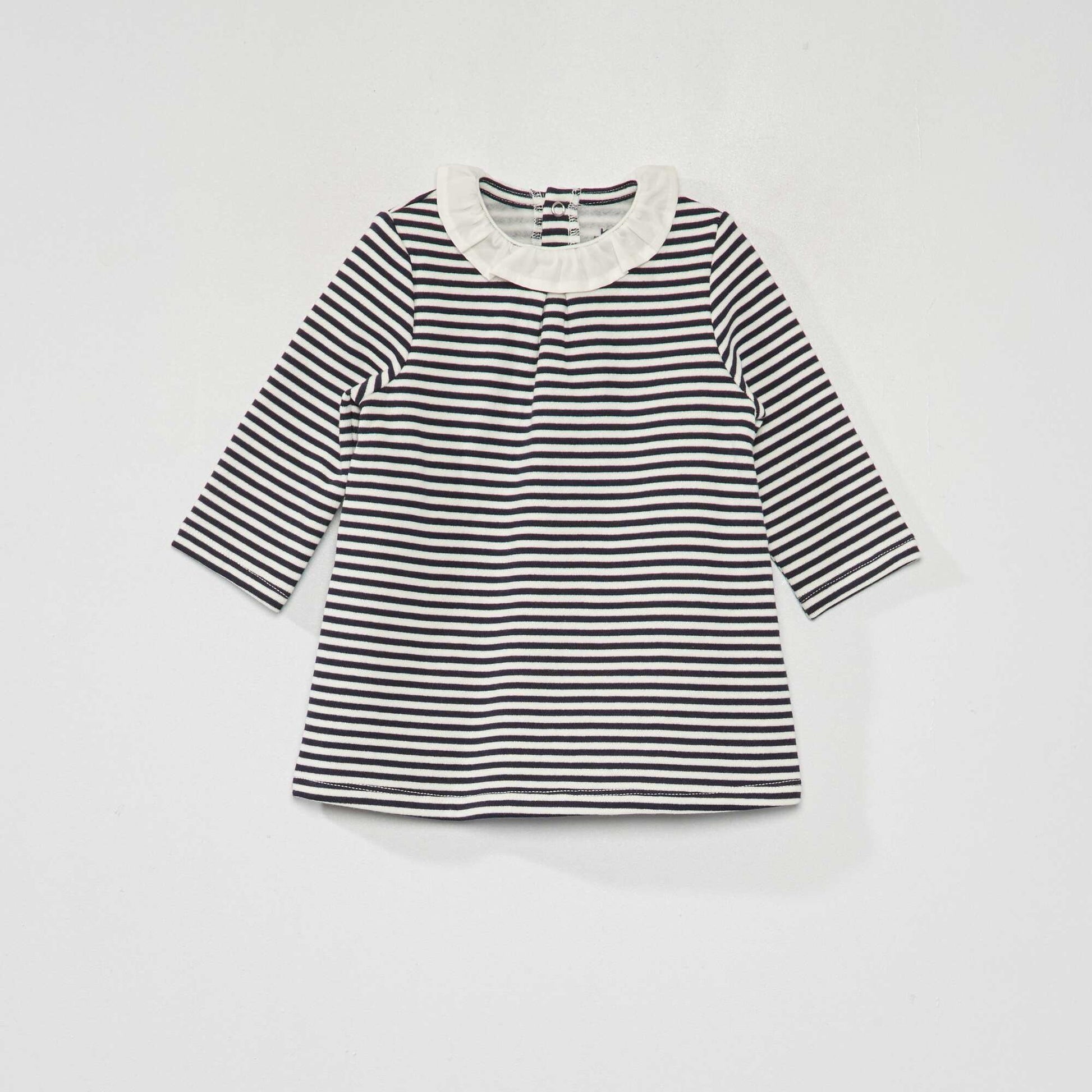 Sweatshirt fabric sweater dress NAVY STRIPED