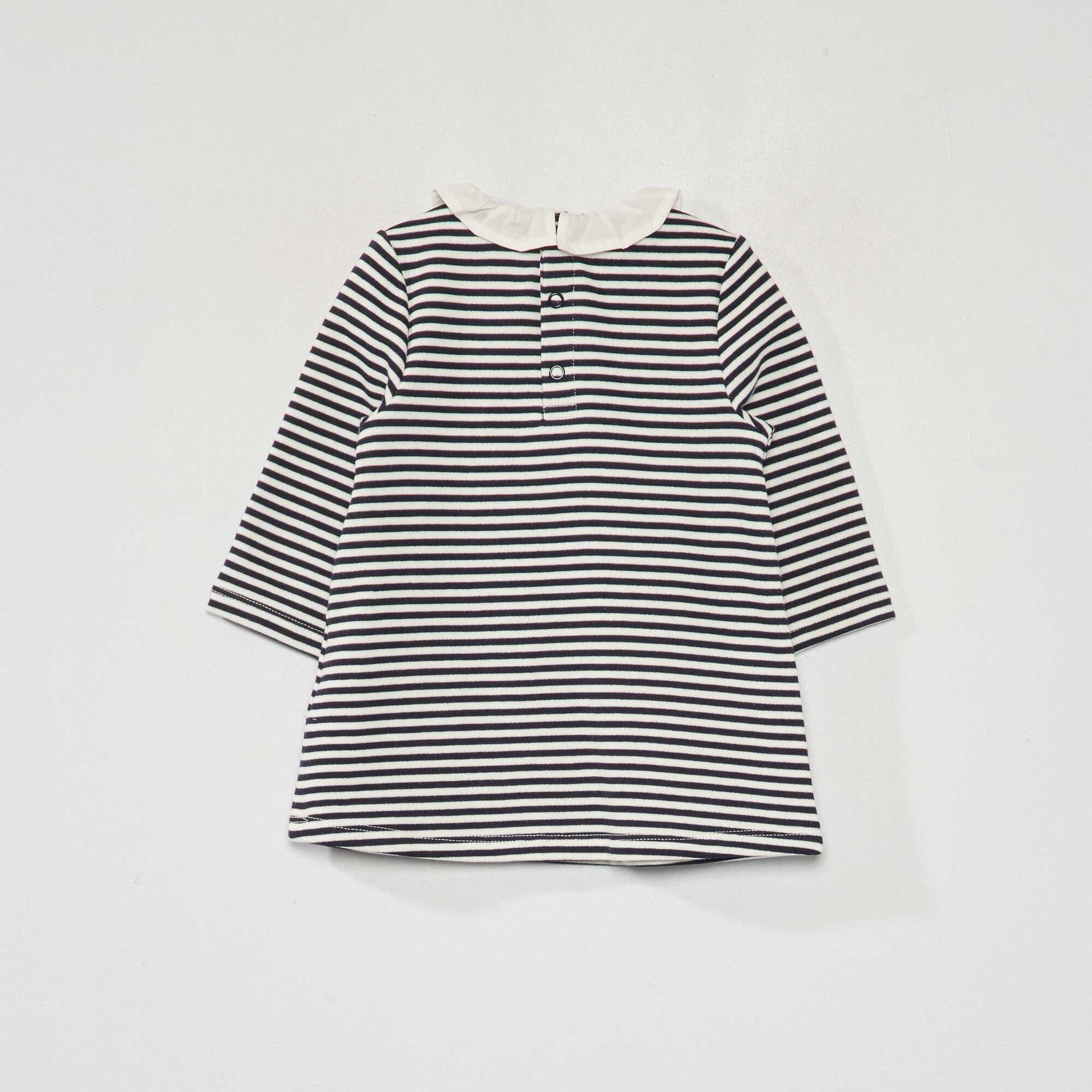 Sweatshirt fabric sweater dress NAVY STRIPED