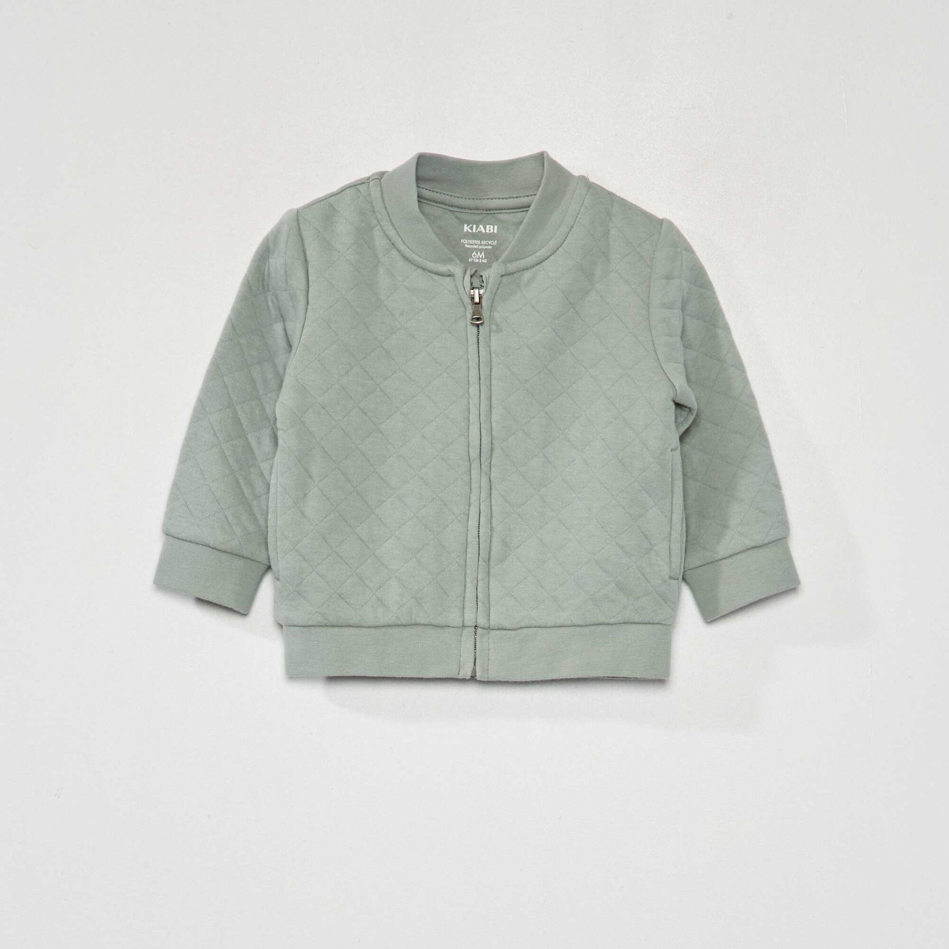 Quilted effect zip-up sweatshirt BLUE/GREY