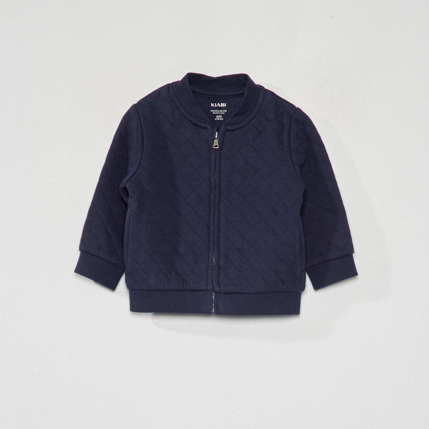 Quilted effect zip-up sweatshirt NAVY