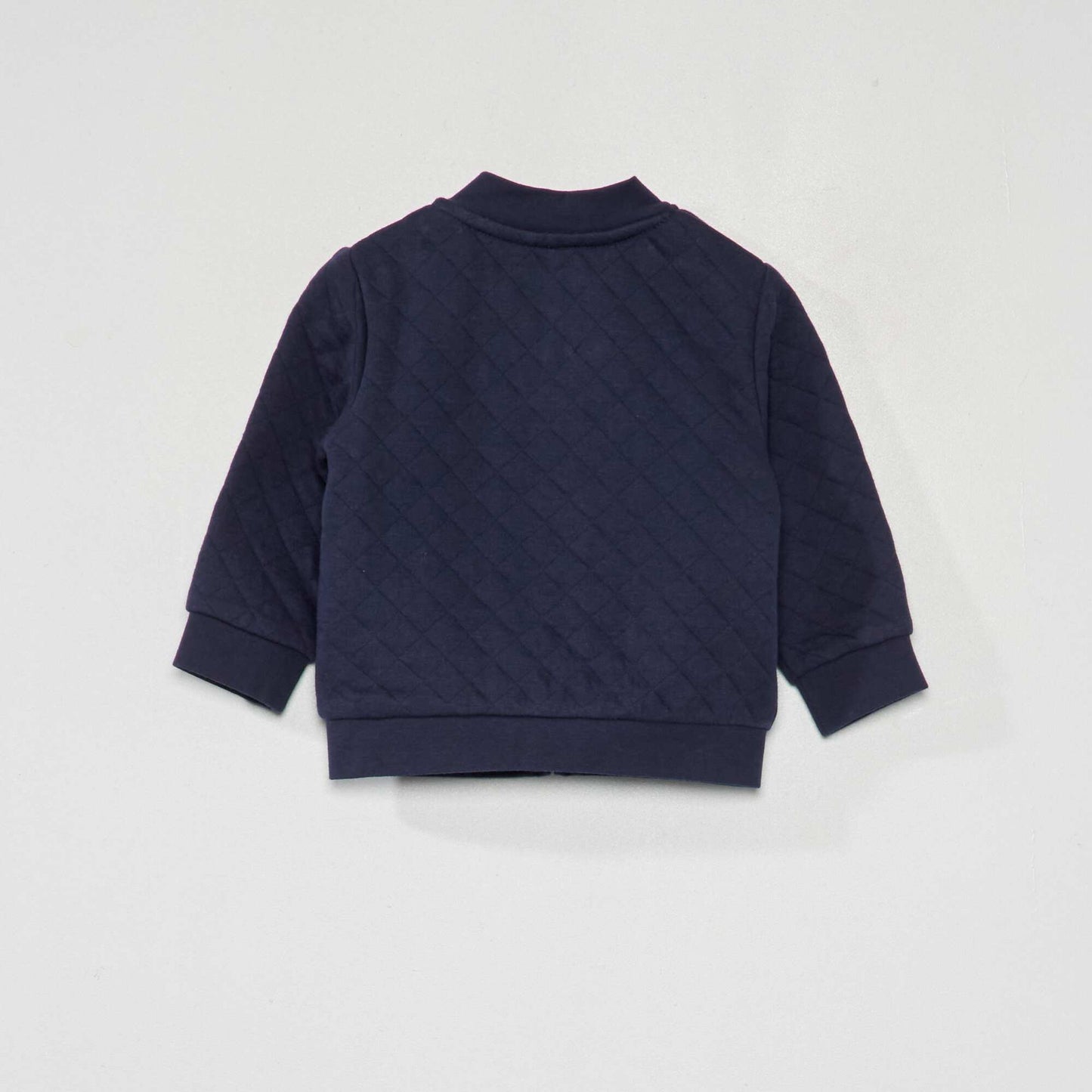 Quilted effect zip-up sweatshirt NAVY