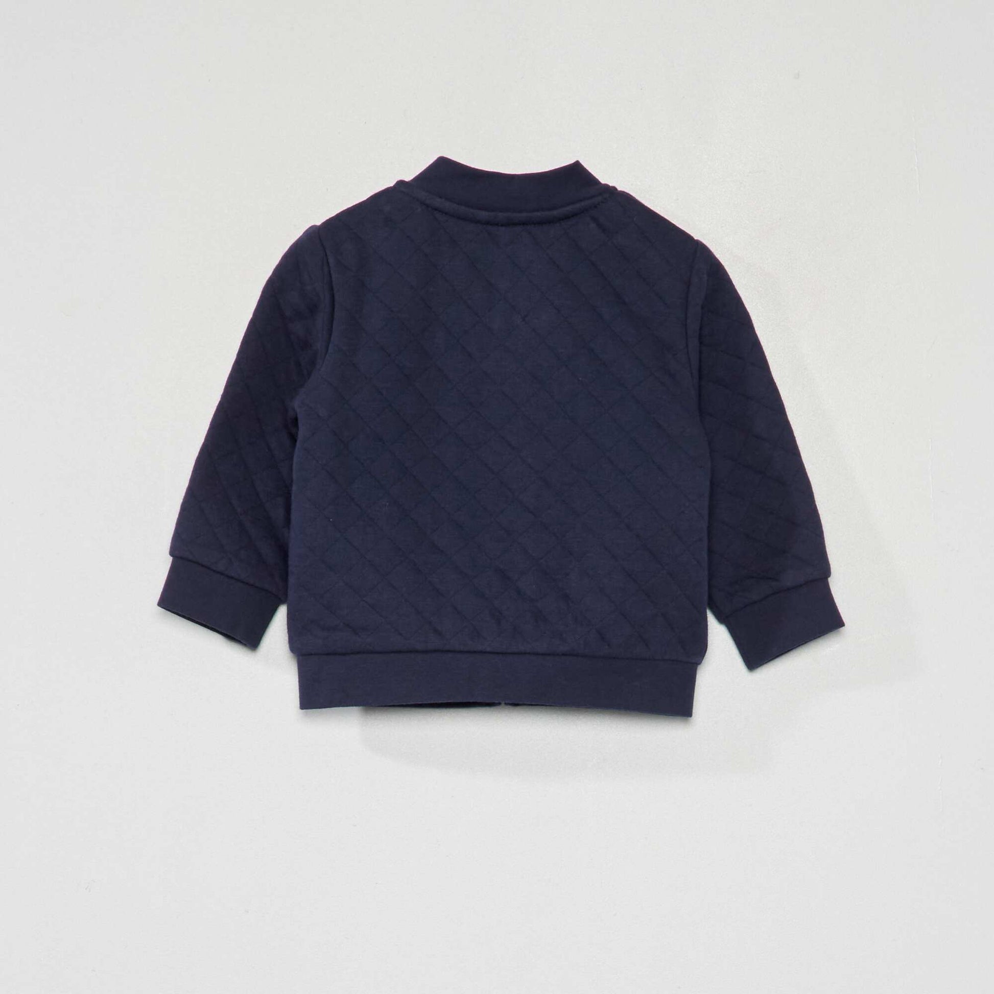 Quilted effect zip-up sweatshirt NAVY