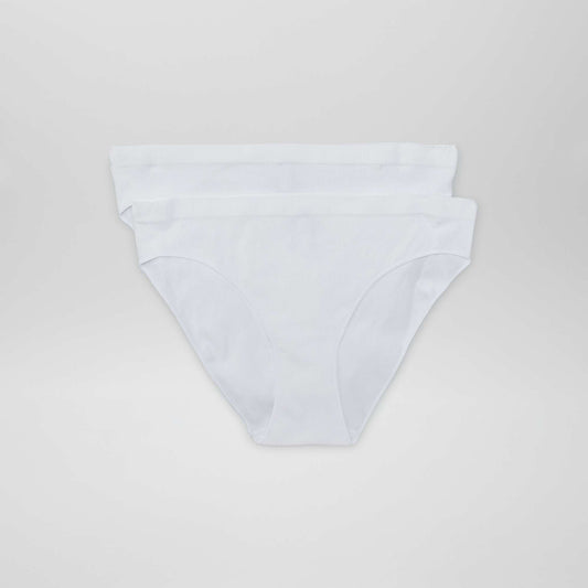 Pack of 2 ribbed knit briefs WHITE