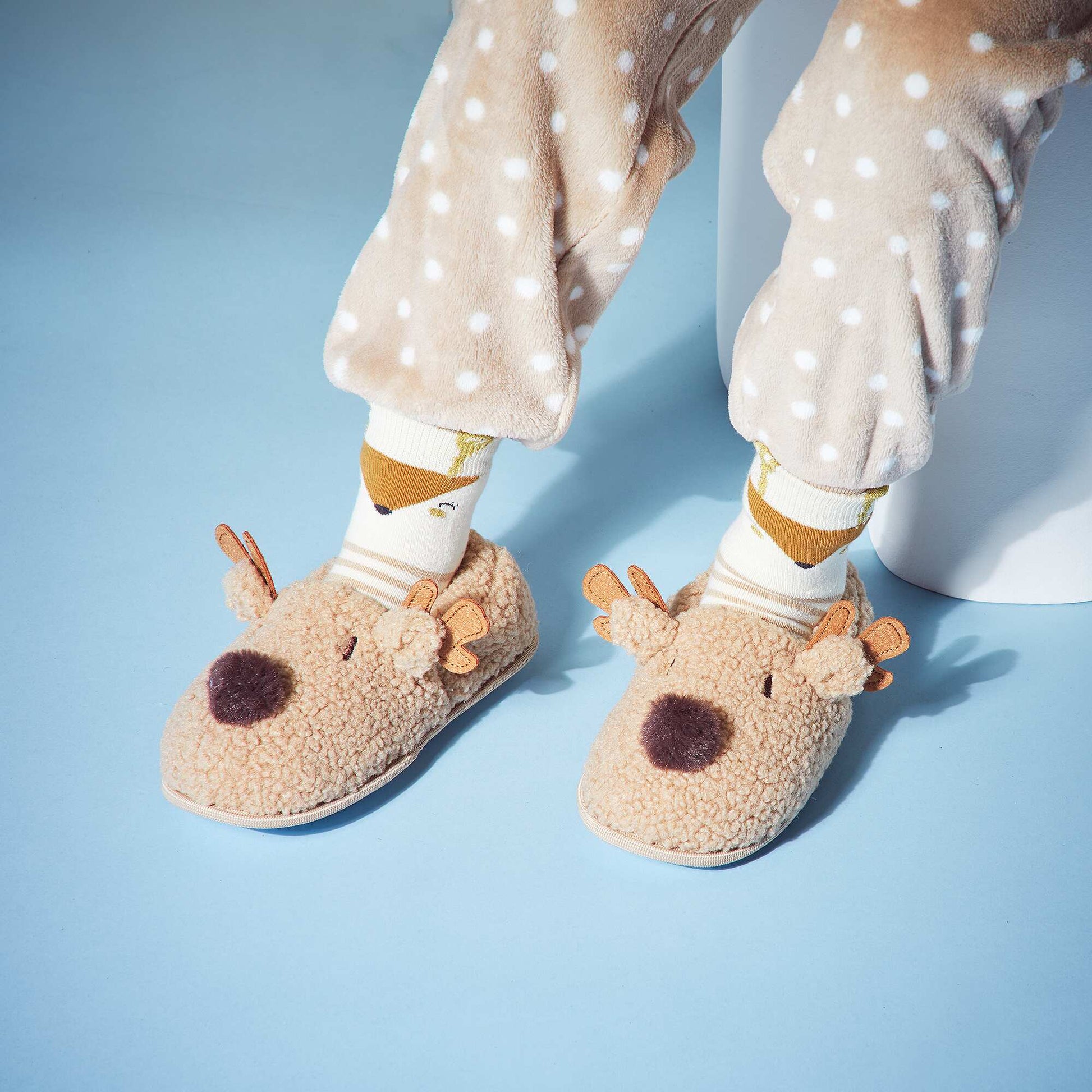 Embellished Christmas slippers ANGO BEIGE