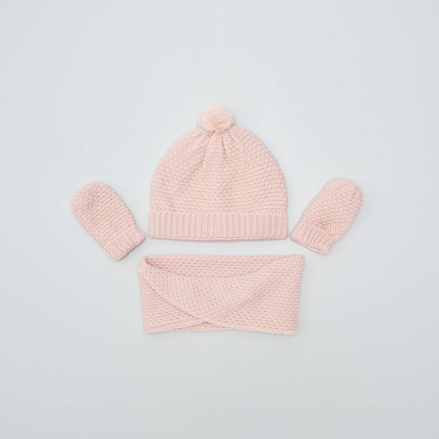 Hat + infinity scarf + mittens set - Three-piece set PINK WHIP