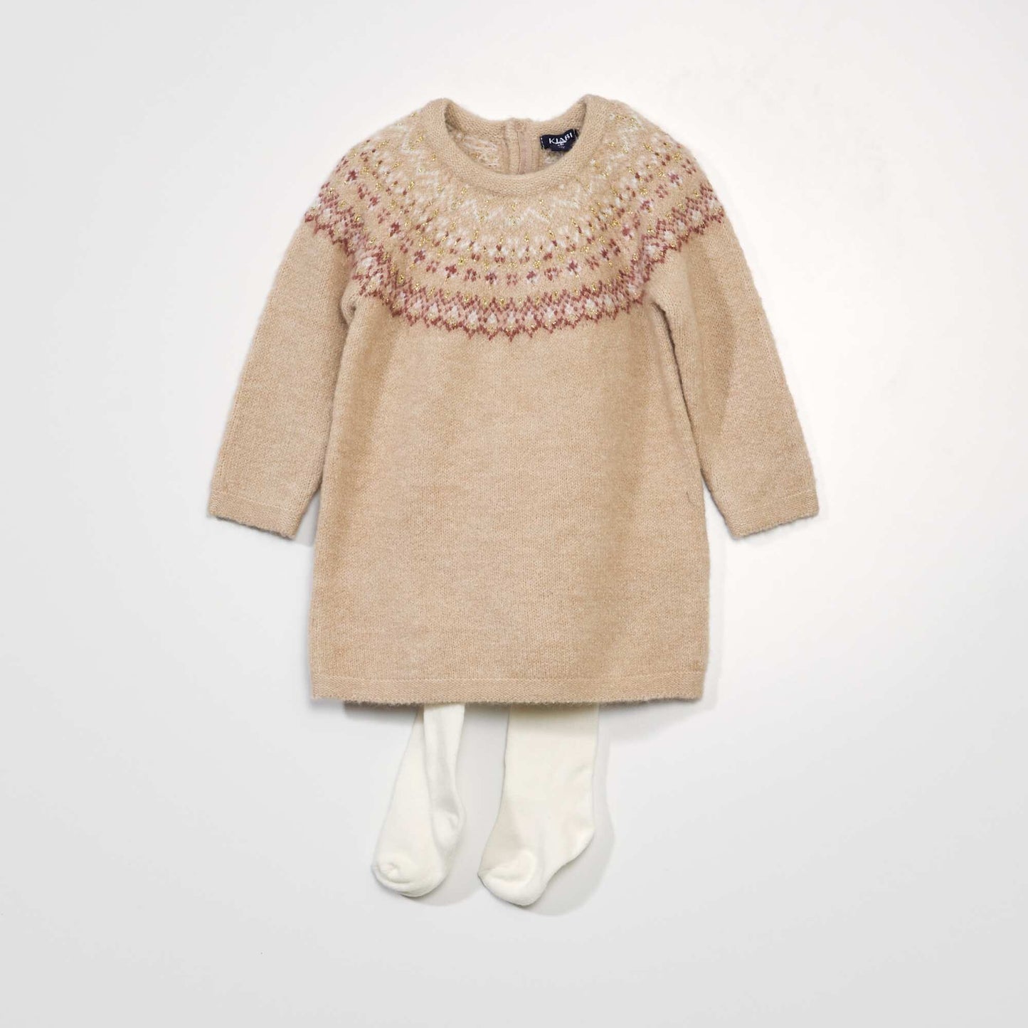طقم فستان وجوارب جاكار BEIGE JACK